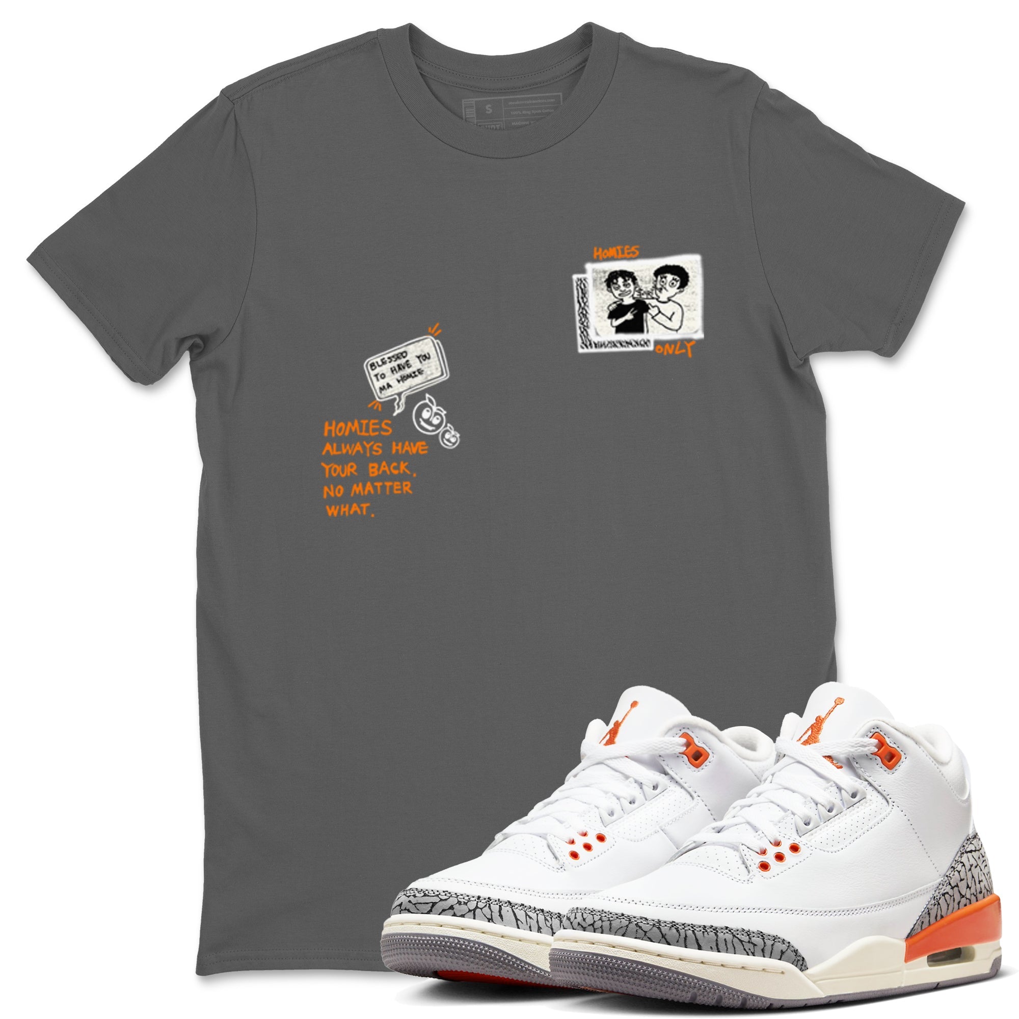 3s Georgia Peach shirt to match jordans Homies Only sneaker tees Air Jordan 3 Georgia Peach Drip Gear Zone unisex cotton Cool Grey 1 crew neck shirt