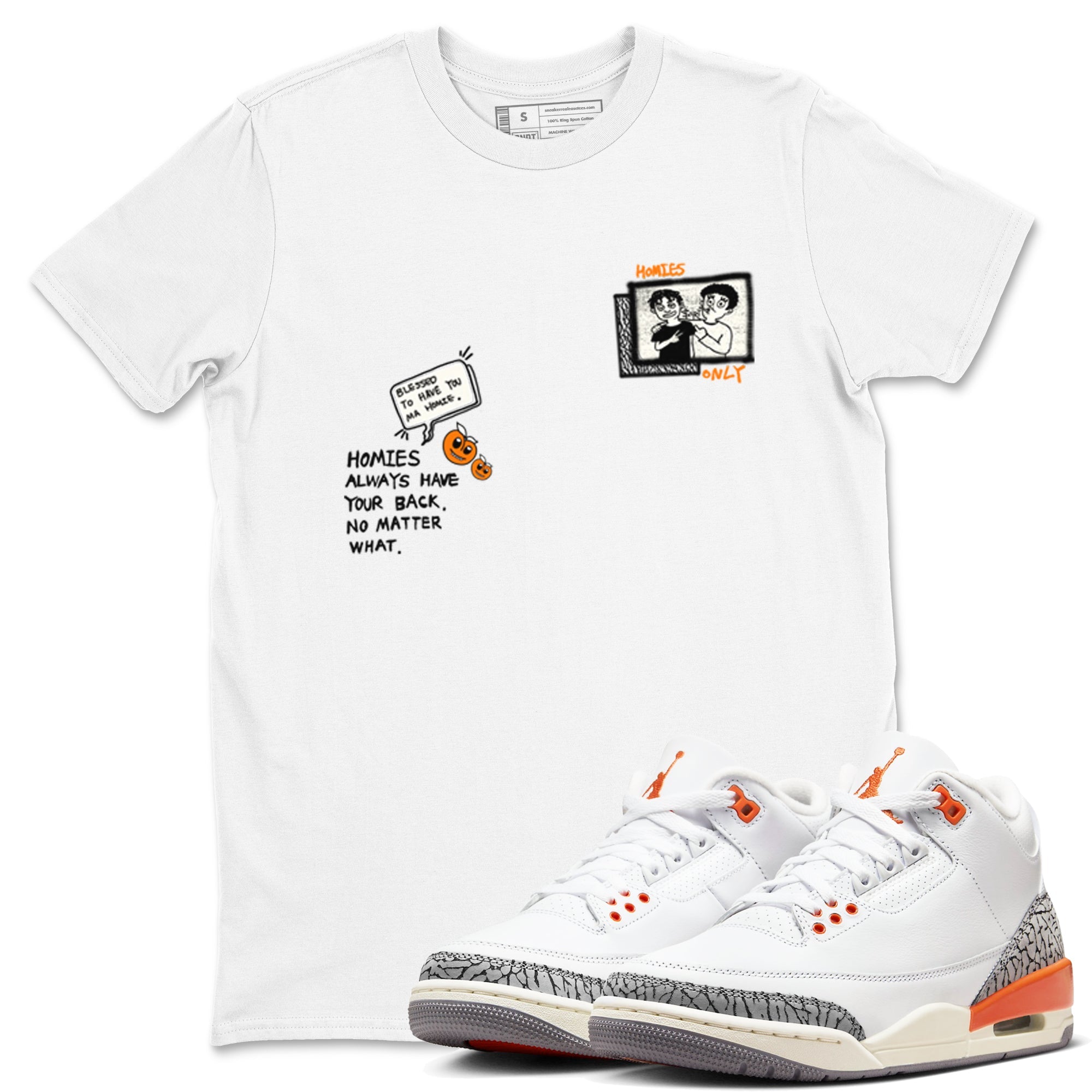 3s Georgia Peach shirt to match jordans Homies Only sneaker tees Air Jordan 3 Georgia Peach Drip Gear Zone unisex cotton White 1 crew neck shirt