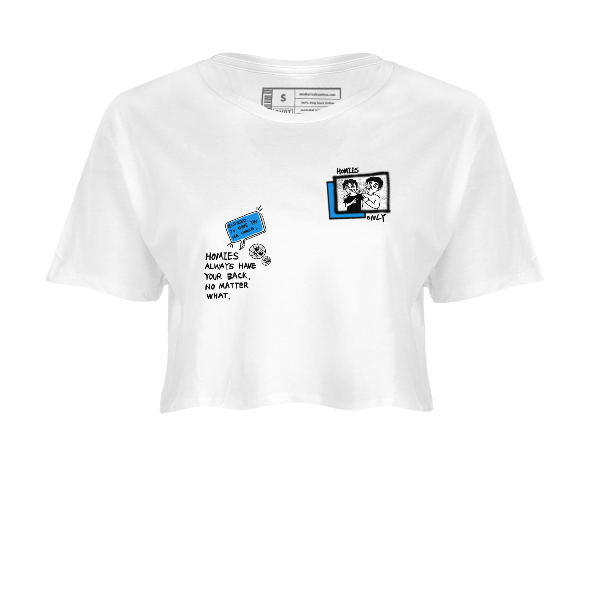 4s Military Blue shirt to match jordans Homies Only sneaker tees Air Jordan 4 Military Blue Drip Gear Zone White 2 crop length shirt