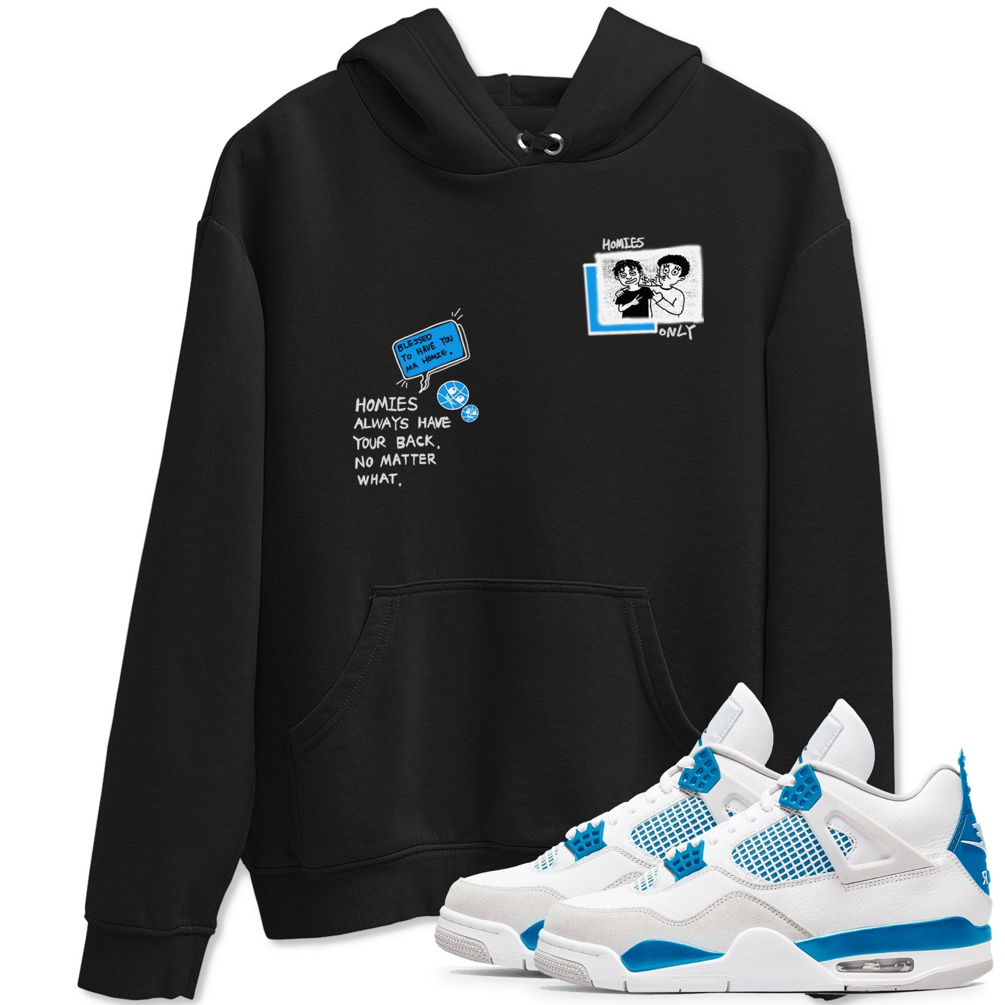 4s Military Blue shirt to match jordans Homies Only sneaker tees Air Jordan 4 Military Blue Drip Gear Zone unisex cotton Black 1 crew neck shirt