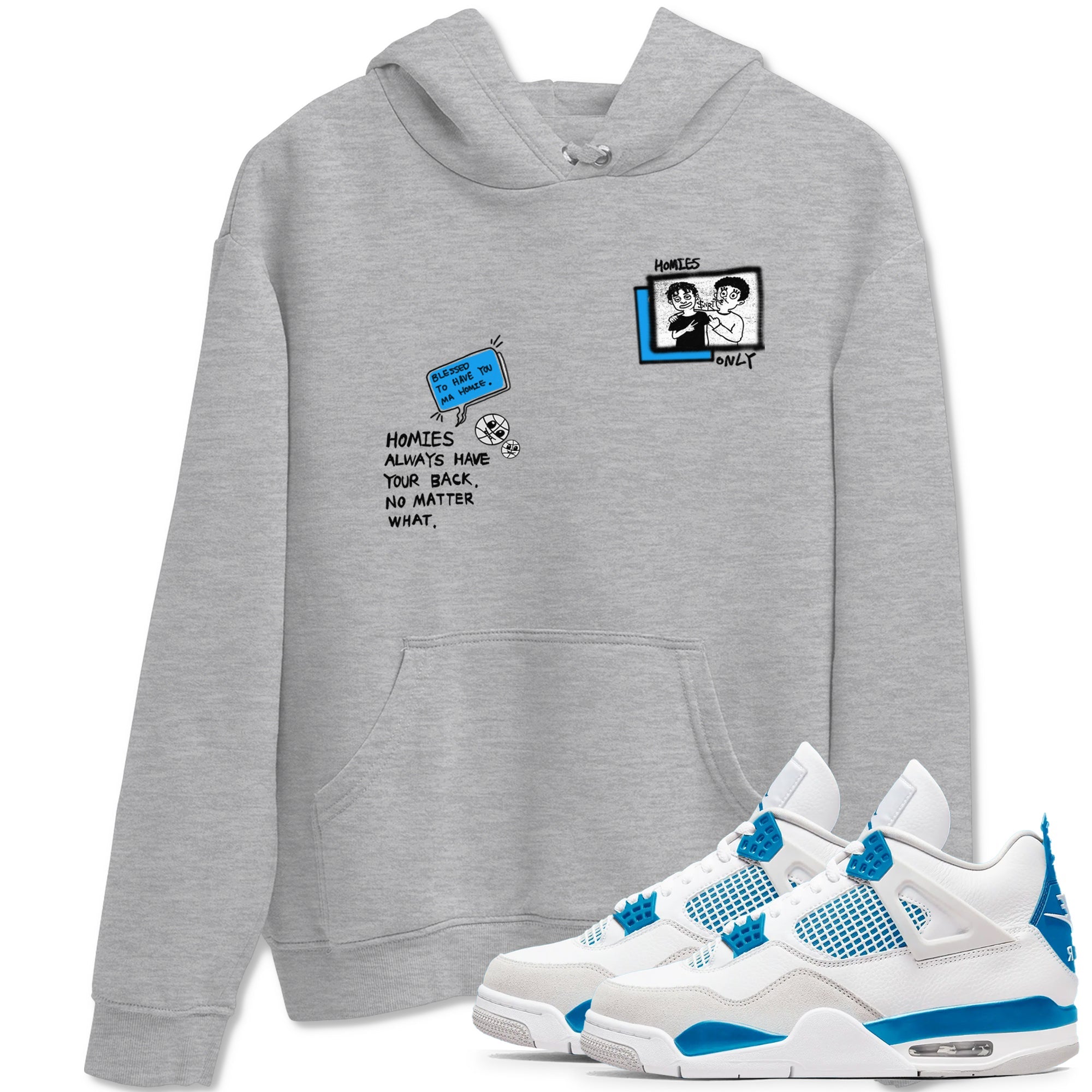 4s Military Blue shirt to match jordans Homies Only sneaker tees Air Jordan 4 Military Blue Drip Gear Zone unisex cotton Heather Grey 1 crew neck shirt