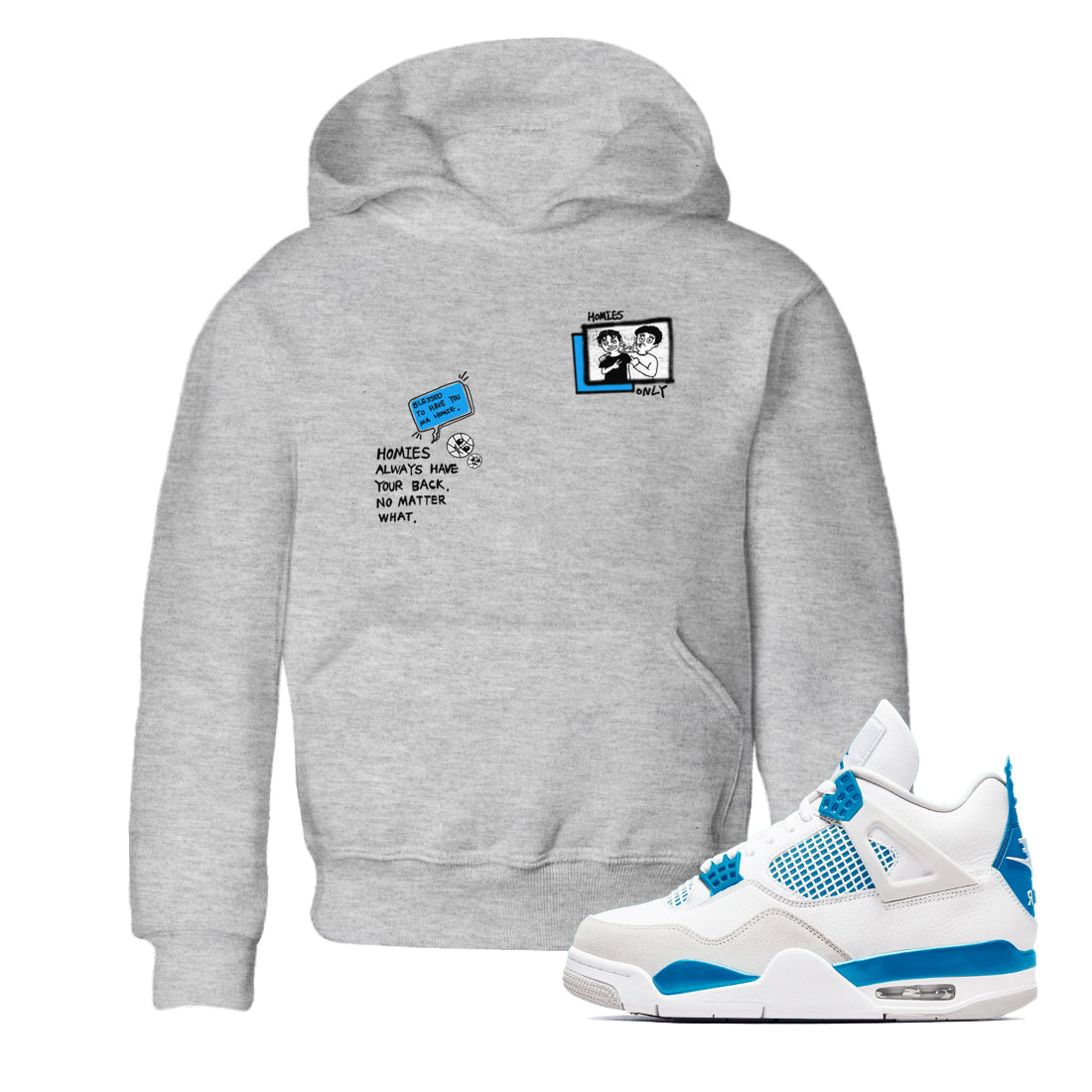4s Military Blue shirt to match jordans Homies Only sneaker tees Air Jordan 4 Military Blue Drip Gear Zone baby toddler Heather Grey 1 cotton Shirt