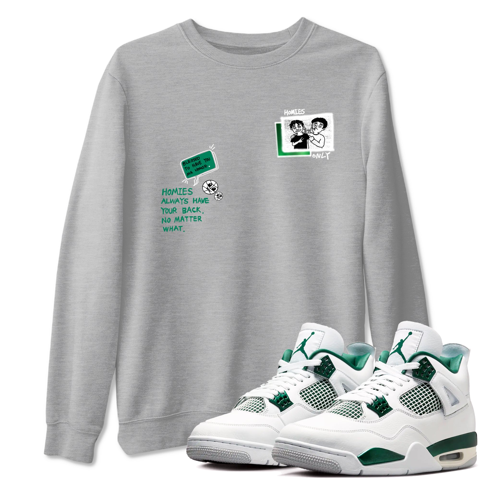 4s Oxidized Green shirts to match jordans Homies Only sneaker match tees Air Jordan 4 Oxidized Green Drip Gear Zone streetwear brand Heather Grey 1 unisex cotton tee
