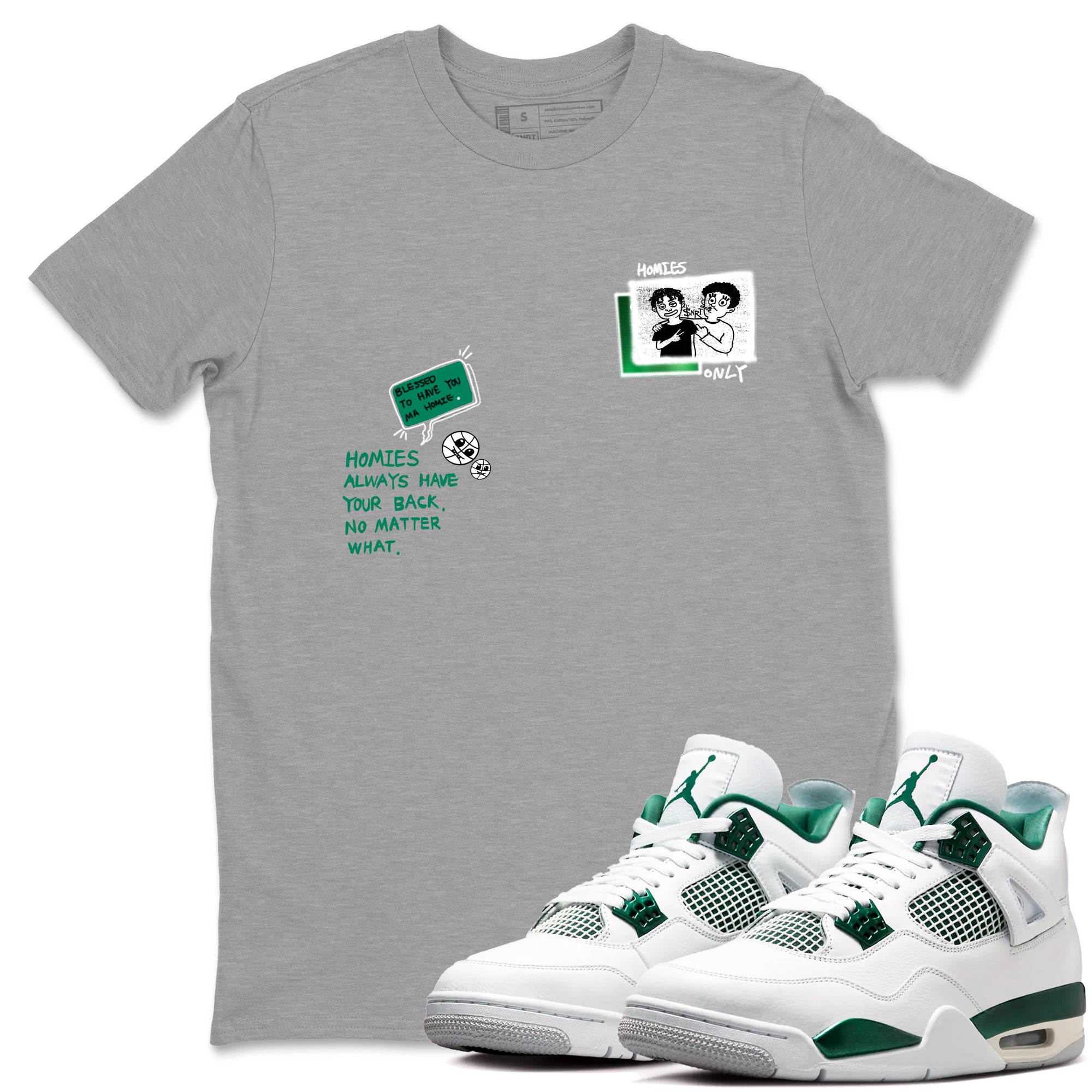 4s Oxidized Green shirts to match jordans Homies Only sneaker match tees Air Jordan 4 Oxidized Green Drip Gear Zone streetwear brand Heather Grey 1 unisex cotton tee