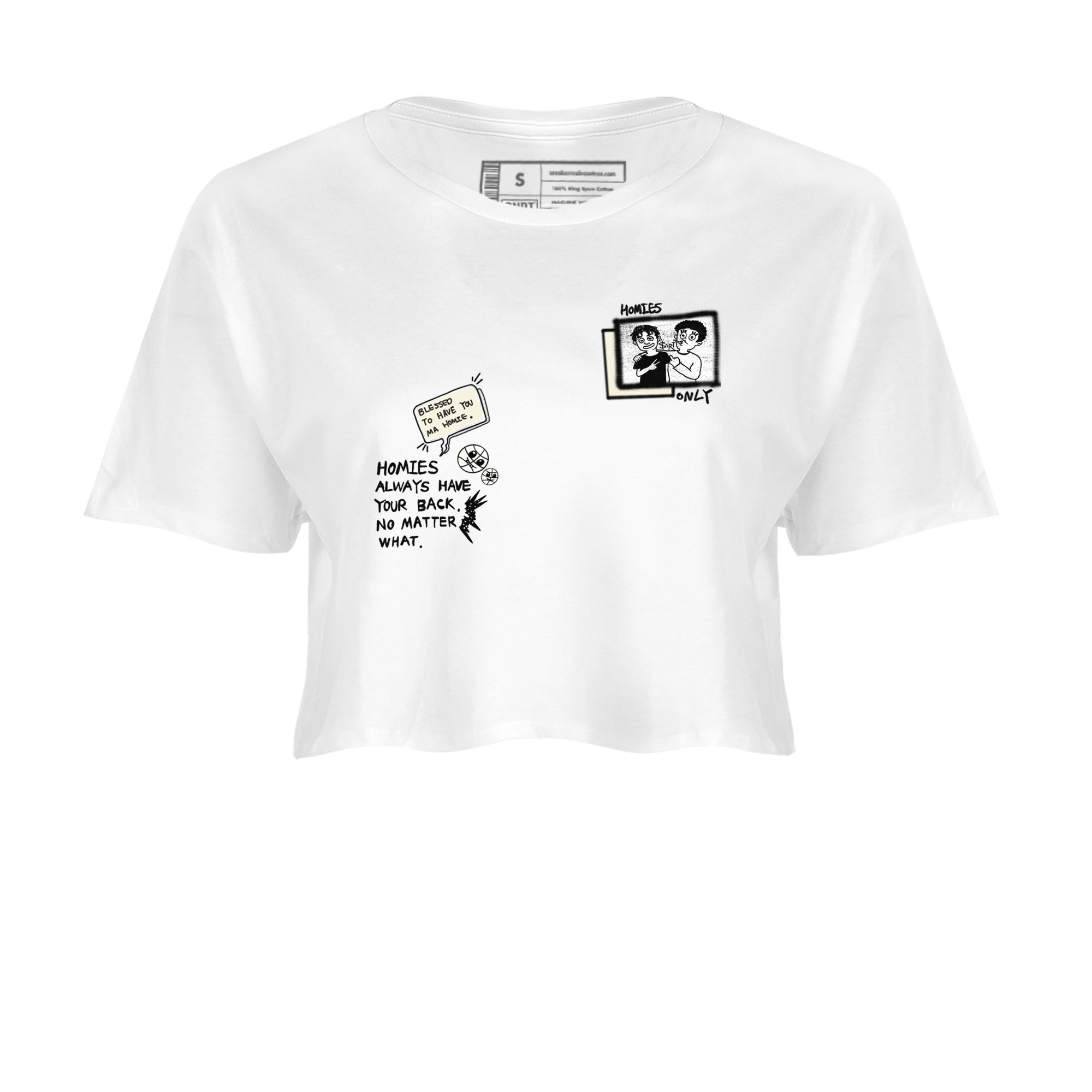 AJ5 Sail shirt to match jordans Homies Only sneaker tees Air Jordan 5 Sail Drip Gear Zone White 2 crop length shirt