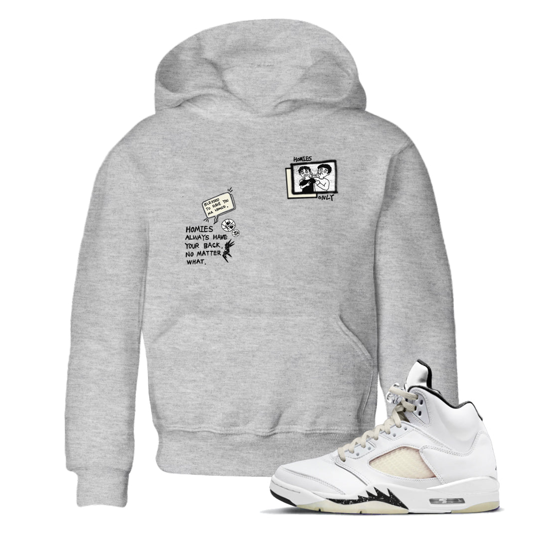AJ5 Sail shirt to match jordans Homies Only sneaker tees Air Jordan 5 Sail Drip Gear Zone baby toddler Heather Grey 1 cotton Shirt