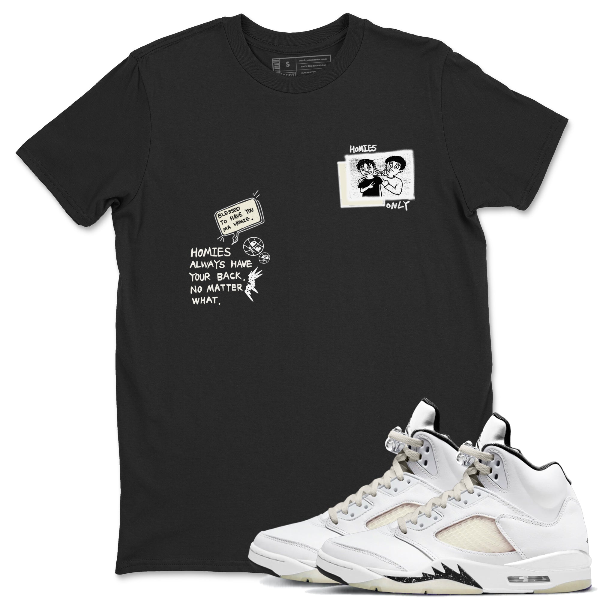 AJ5 Sail shirt to match jordans Homies Only sneaker tees Air Jordan 5 Sail Drip Gear Zone unisex cotton Black 1 crew neck shirt