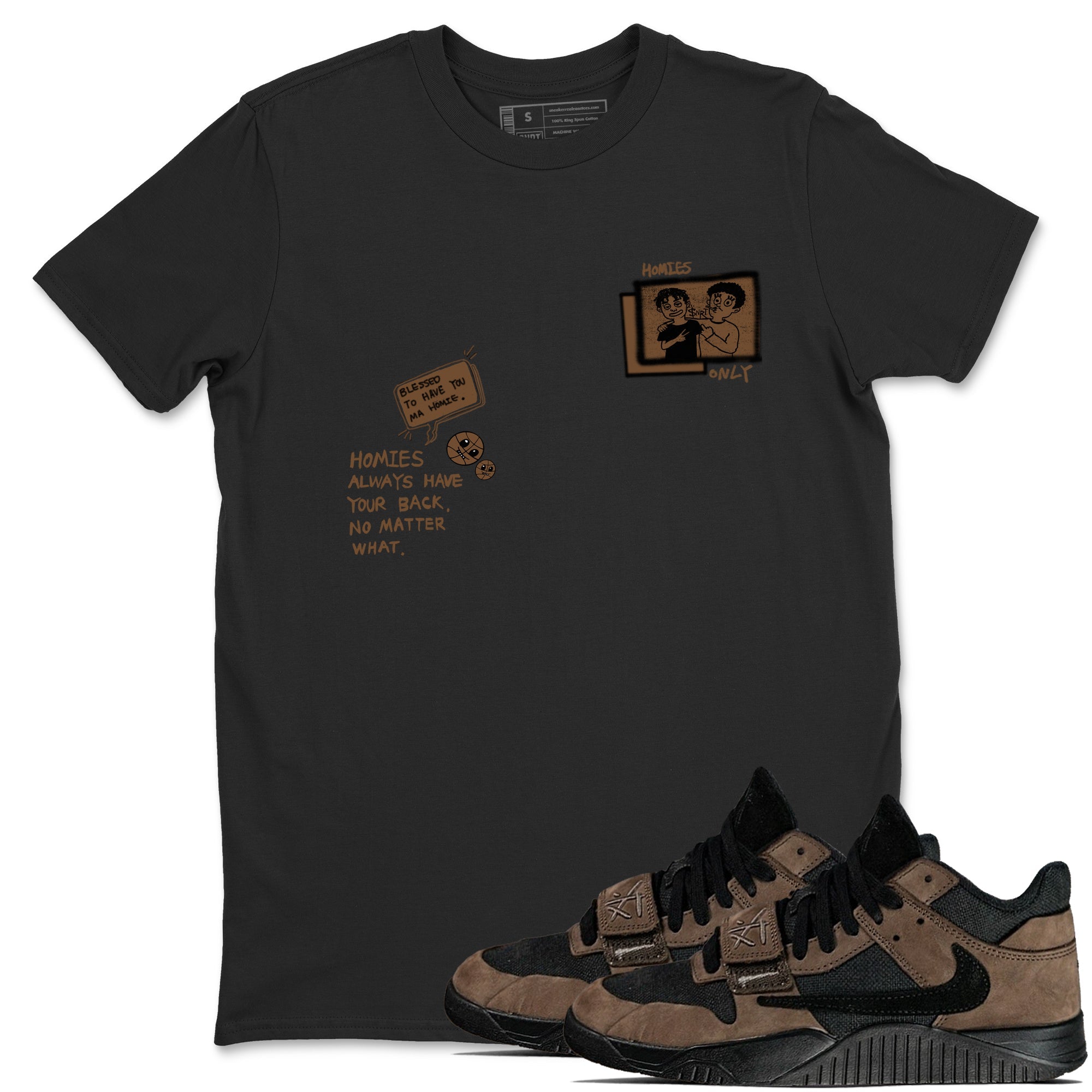 Jordan Jumpman Jack TR Travis Scott Dark Mocha shirts to match jordans Homies Only sneaker match tees Jordan Jumpman Jack Travis Scott Dark Mocha match shoes to clothes Drip Gear Zone unisex cotton Black 1 shirts