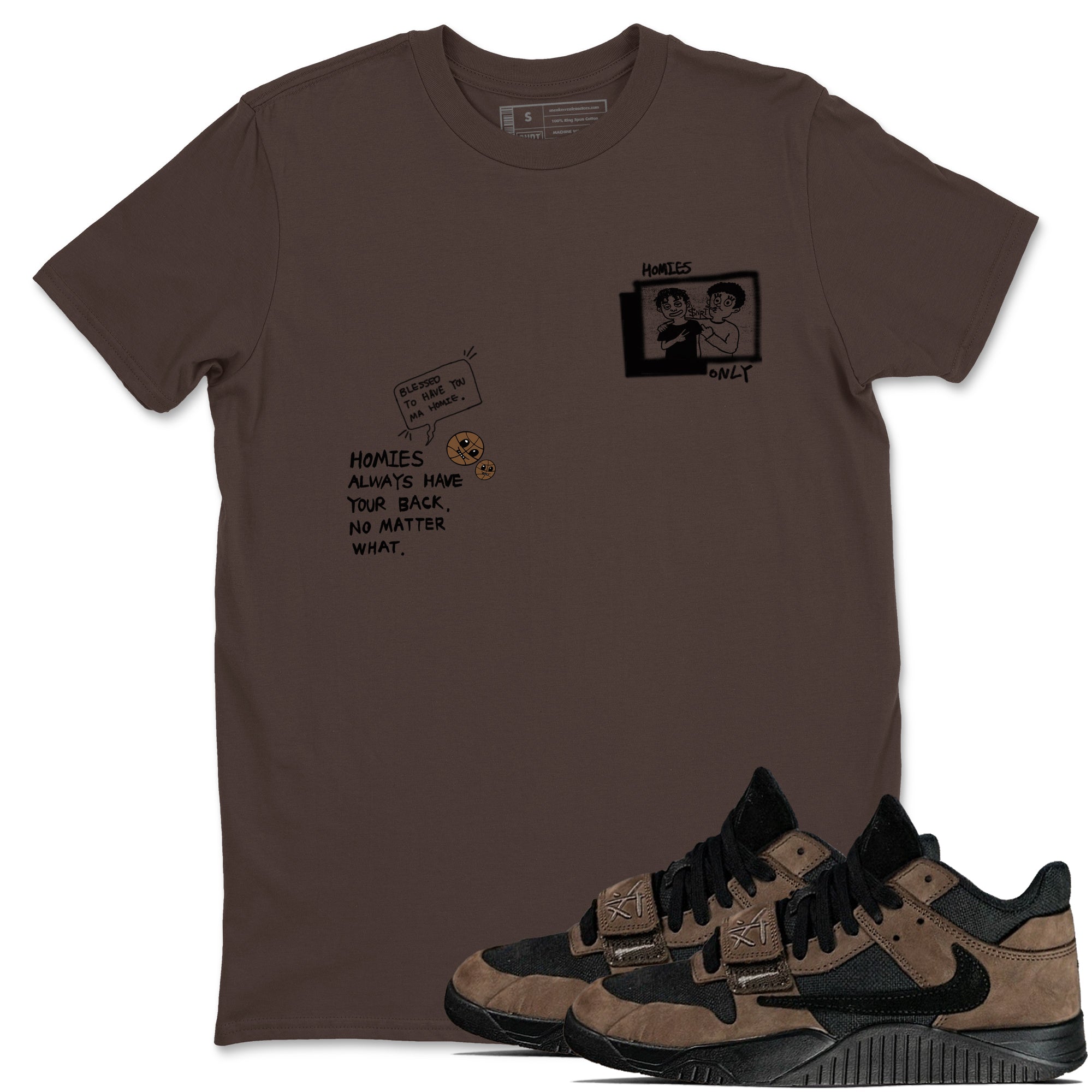 Jordan Jumpman Jack TR Travis Scott Dark Mocha shirts to match jordans Homies Only sneaker match tees Jordan Jumpman Jack Travis Scott Dark Mocha match shoes to clothes Drip Gear Zone unisex cotton Dark Chocolate 1 shirts