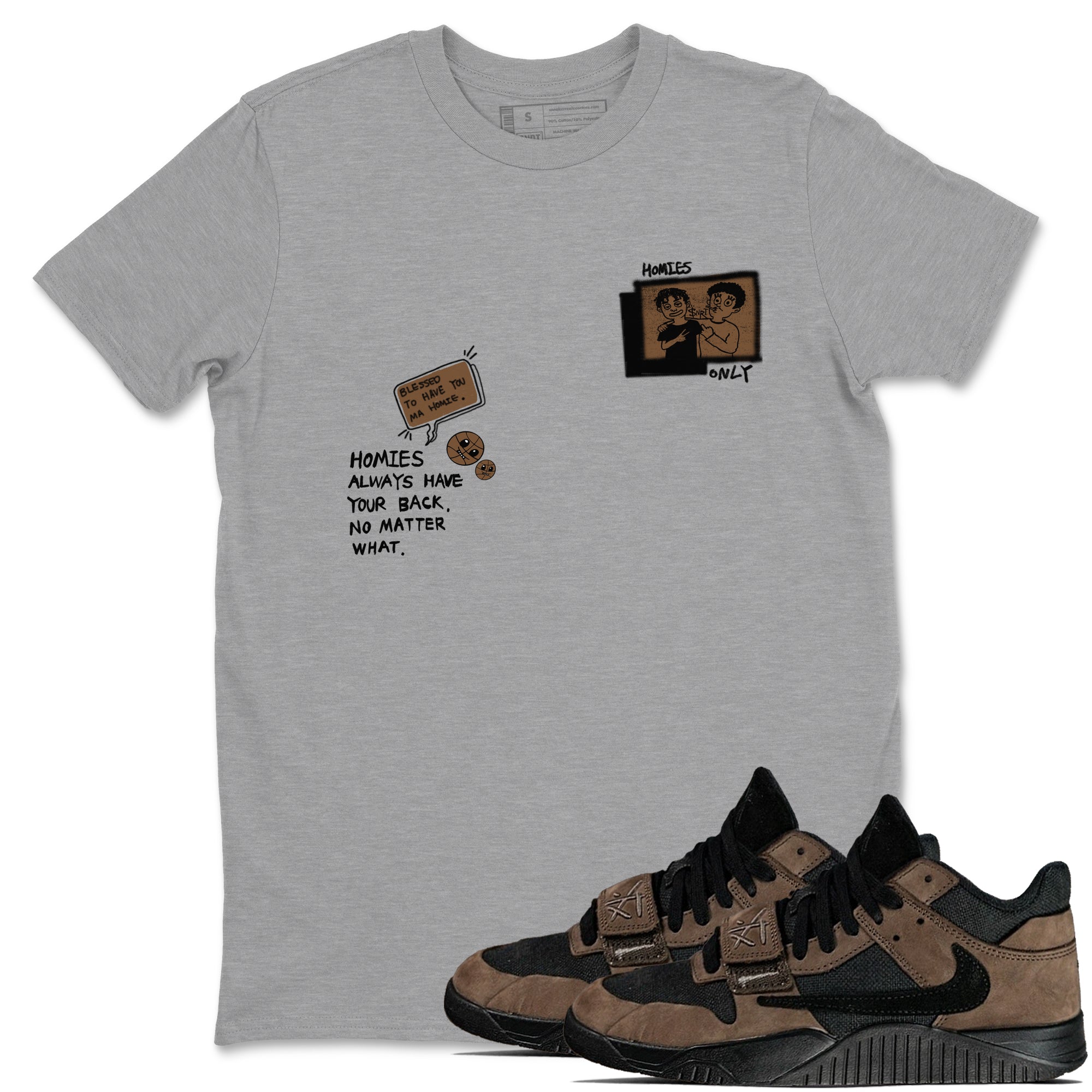 Jordan Jumpman Jack TR Travis Scott Dark Mocha shirts to match jordans Homies Only sneaker match tees Jordan Jumpman Jack Travis Scott Dark Mocha match shoes to clothes Drip Gear Zone unisex cotton Heather Grey 1 shirts