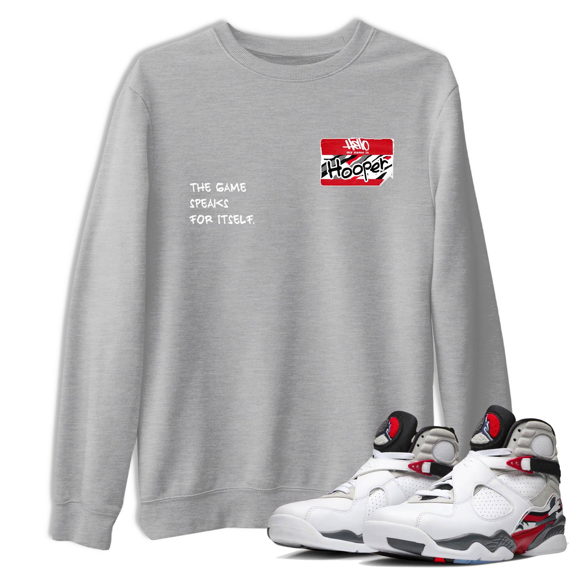 Sneaker Threads  Basketball Graphic T shirt Air Jordan 8 Bunny  Hooper Badge Graphic Tee Heather Grey 1. Perfect for Jordan releases 2025 colorways.