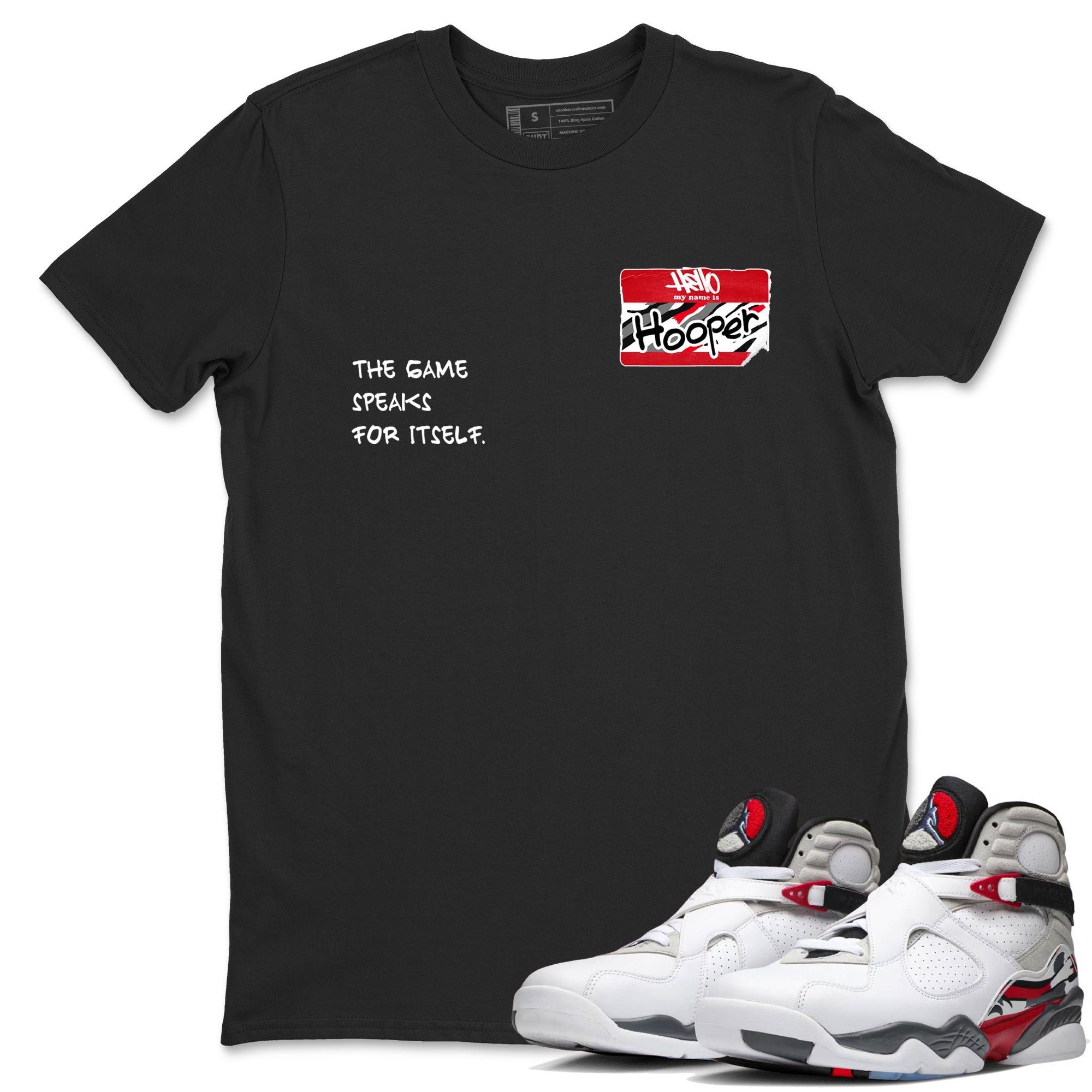 Sneaker Threads  Basketball Graphic T shirt Air Jordan 8 Bunny  Hooper Badge Graphic Tee Black 1. Perfect for Jordan releases 2025 colorways.