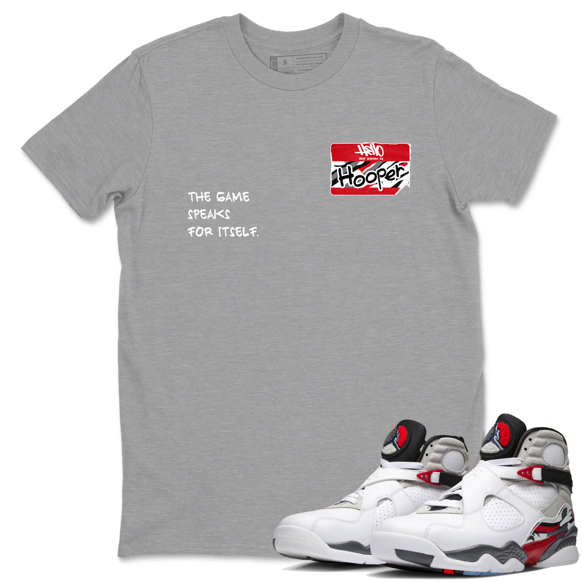 Sneaker Threads  Basketball Graphic T shirt Air Jordan 8 Bunny  Hooper Badge Graphic Tee Heather Grey 1. Perfect for Jordan releases 2025 colorways.