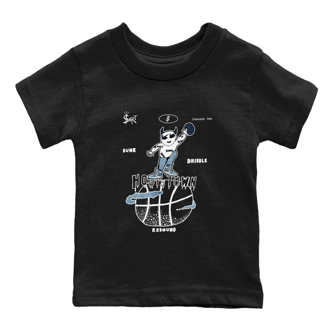 1s Denim shirts to match jordans Hoops Town sneaker match tees Air Jordan 1 Denim Drip Gear Zone streetwear brand Baby and Youth Black 2 cotton tee