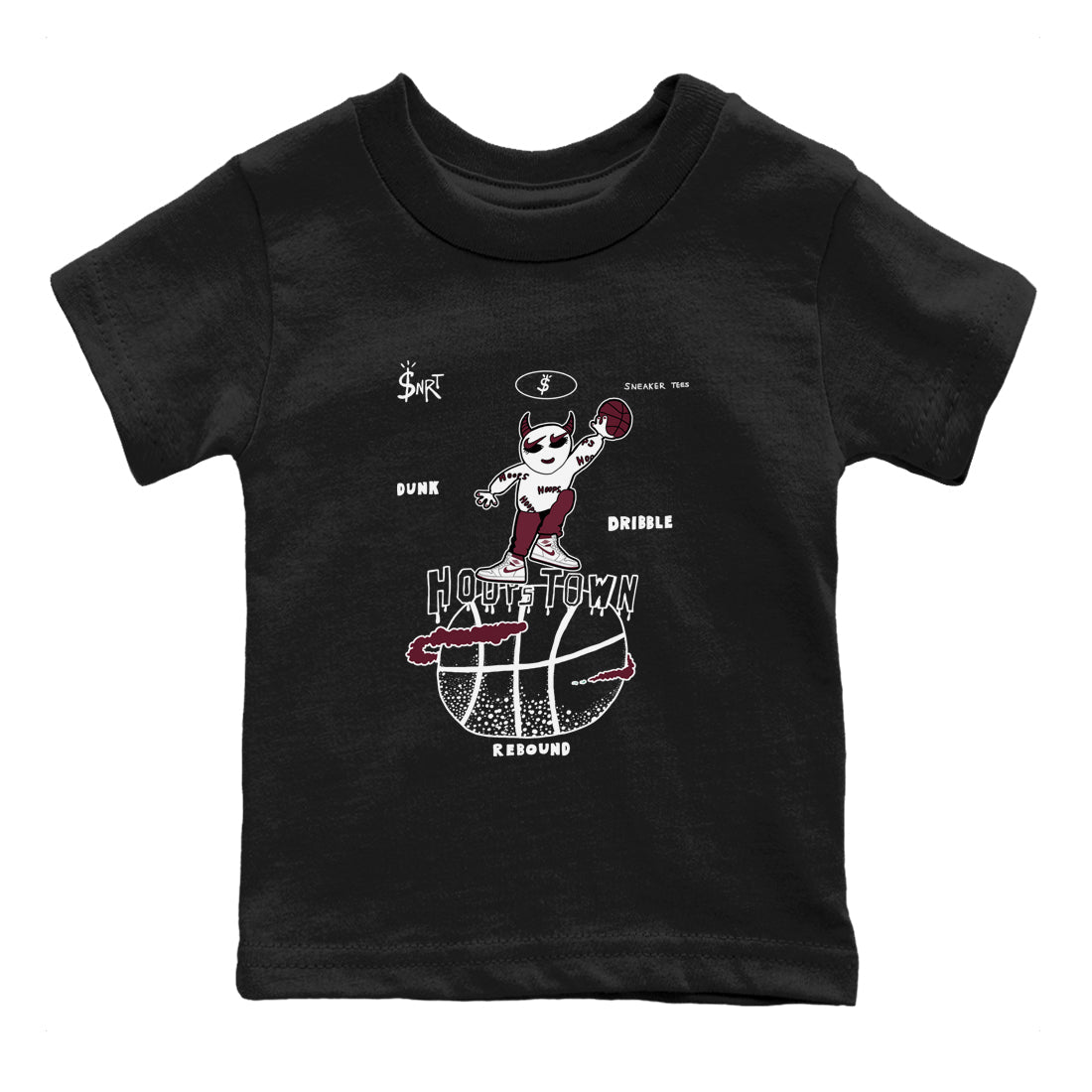 AJ1 Metallic Burgundy shirts to match jordans Hoops Town sneaker match tees Air Jordan 1 Metallic Burgundy Drip Gear Zone streetwear brand Baby and Youth Black 2 cotton tee