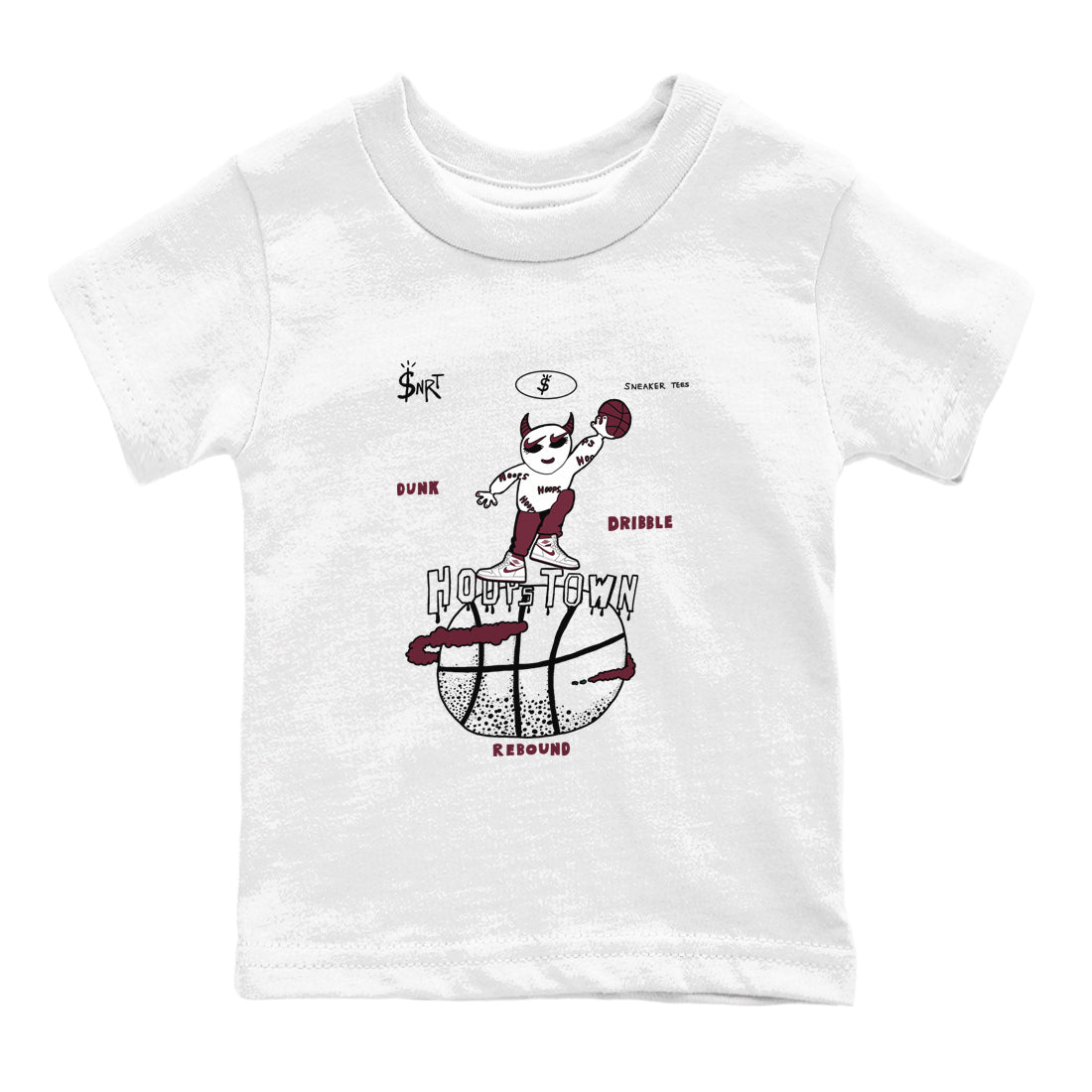 AJ1 Metallic Burgundy shirts to match jordans Hoops Town sneaker match tees Air Jordan 1 Metallic Burgundy Drip Gear Zone streetwear brand Baby and Youth White 2 cotton tee