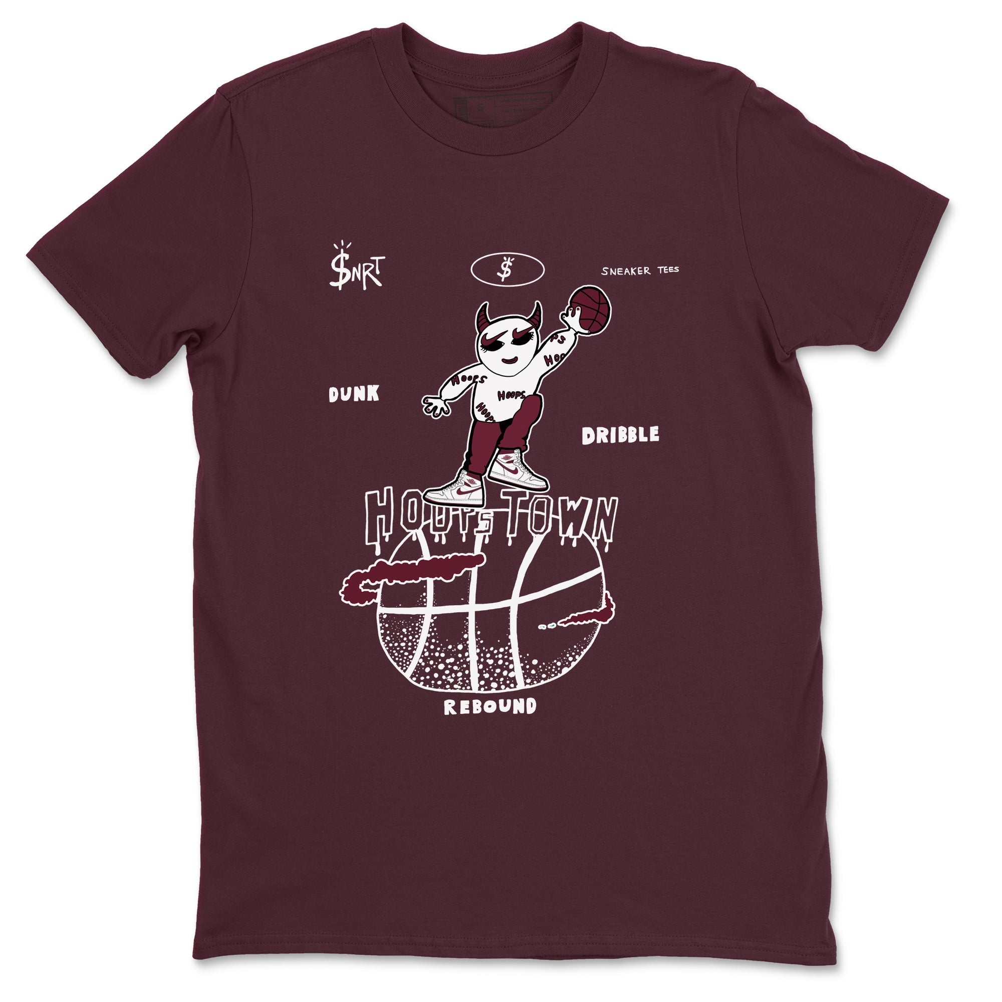 AJ1 Metallic Burgundy shirts to match jordans Hoops Town sneaker match tees Air Jordan 1 Metallic Burgundy Drip Gear Zone streetwear brand Maroon 2 unisex cotton tee