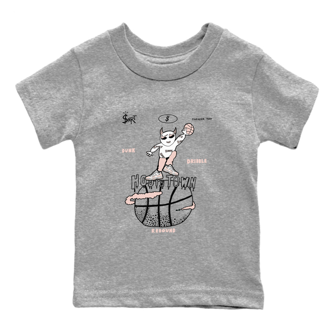 AJ11 Legend Pink shirts to match jordans Hoops Town sneaker match tees Air Jordan 11 Legend Pink Drip Gear Zone streetwear brand Baby and Youth Heather Grey 2 cotton tee