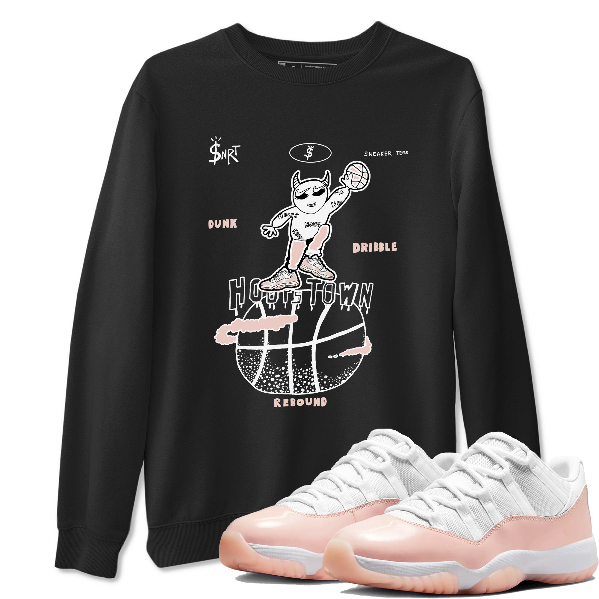 AJ11 Legend Pink shirts to match jordans Hoops Town sneaker match tees Air Jordan 11 Legend Pink Drip Gear Zone streetwear brand Black 1 unisex cotton tee