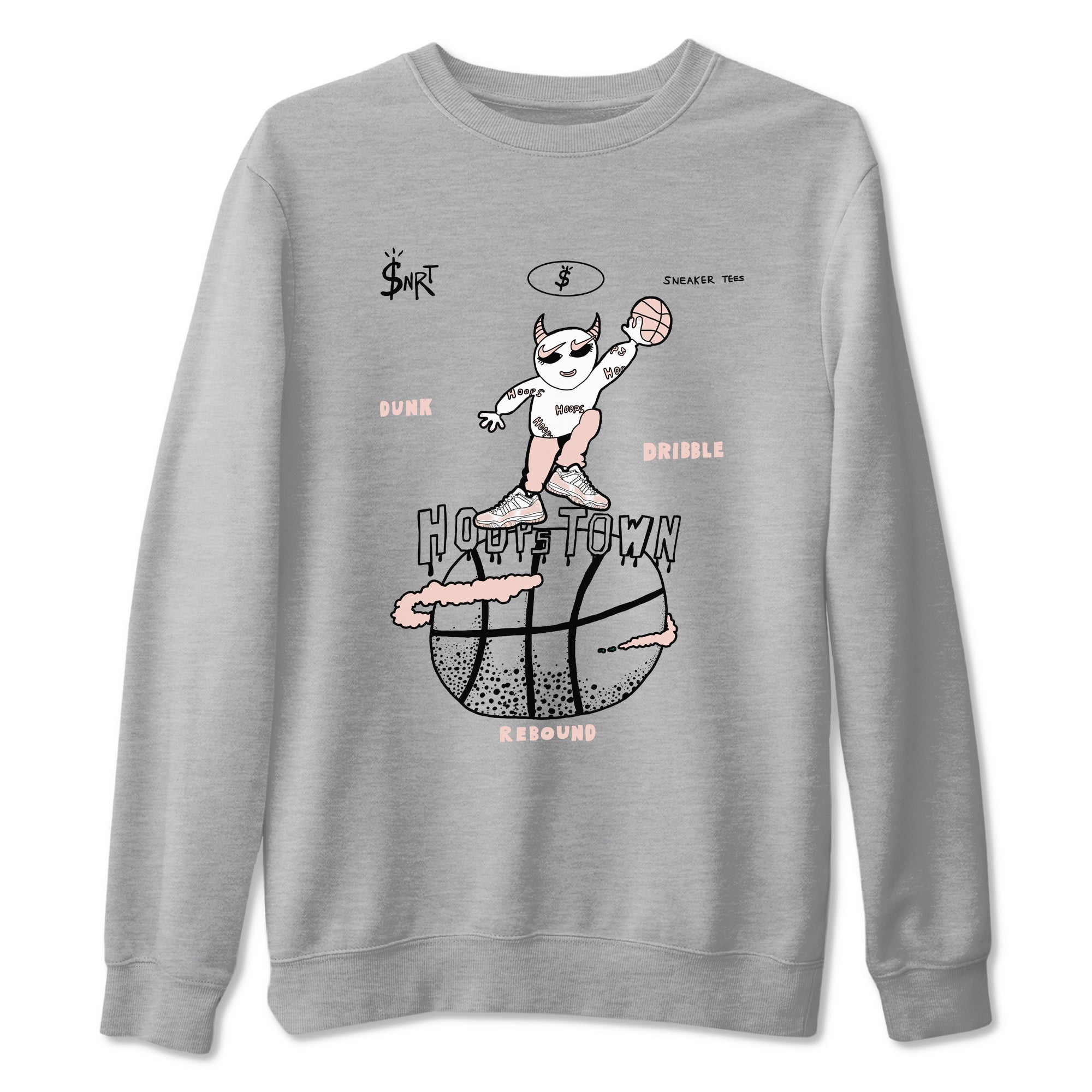 AJ11 Legend Pink shirts to match jordans Hoops Town sneaker match tees Air Jordan 11 Legend Pink Drip Gear Zone streetwear brand Heather Grey 2 unisex cotton tee