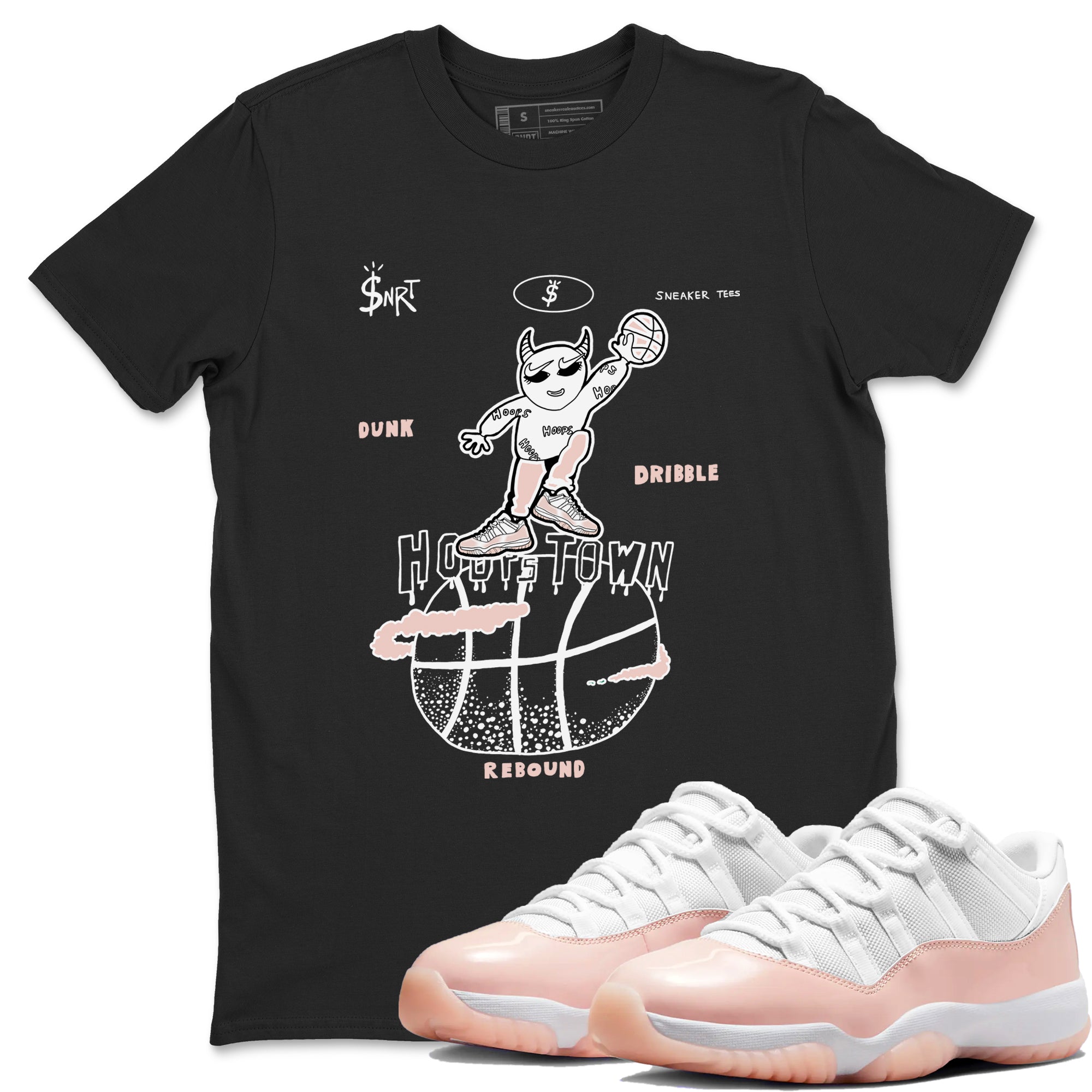 AJ11 Legend Pink shirts to match jordans Hoops Town sneaker match tees Air Jordan 11 Legend Pink Drip Gear Zone streetwear brand Black 1 unisex cotton tee