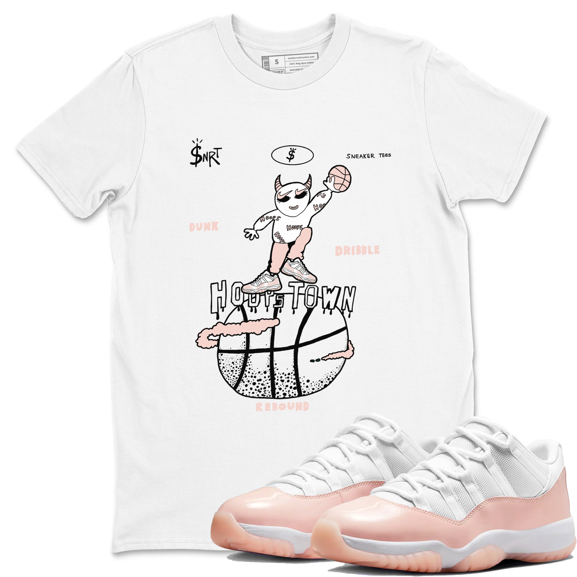 AJ11 Legend Pink shirts to match jordans Hoops Town sneaker match tees Air Jordan 11 Legend Pink Drip Gear Zone streetwear brand White 1 unisex cotton tee