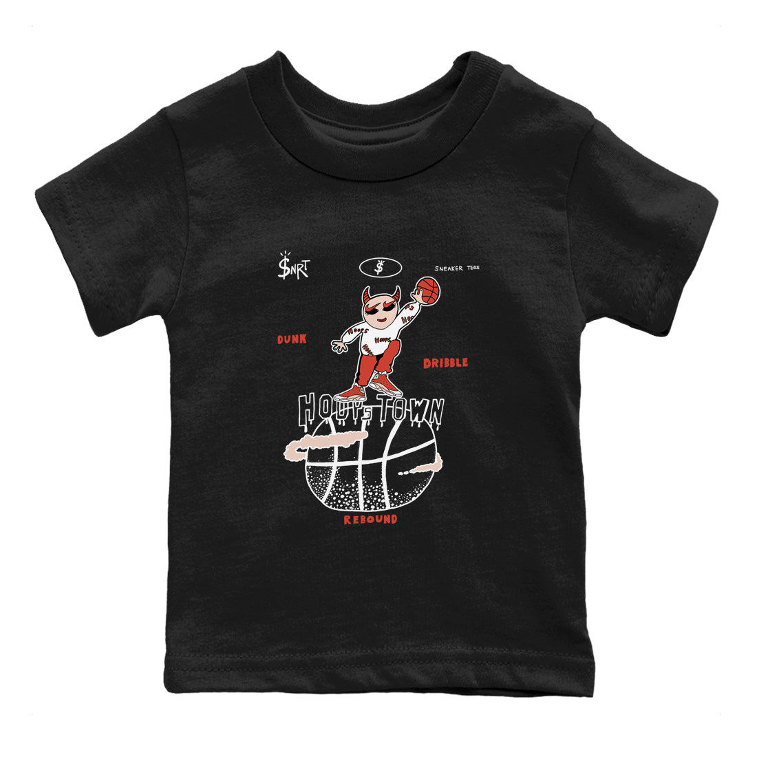 13s Dune Red shirts to match jordans Hoops Town sneaker match tees Air Jordan 13 Dune Red Drip Gear Zone streetwear brand Baby and Youth Black 2 cotton tee