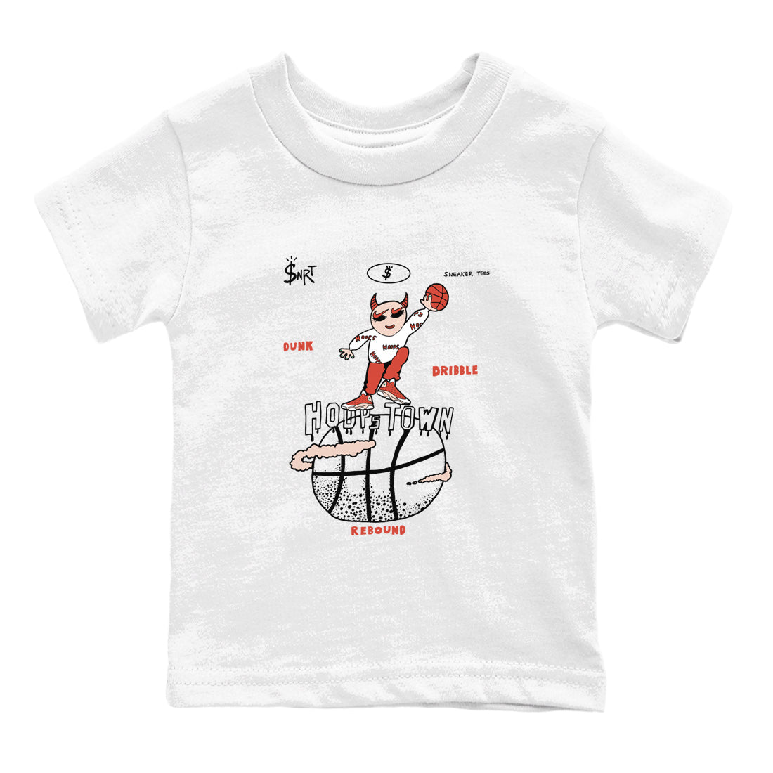 13s Dune Red shirts to match jordans Hoops Town sneaker match tees Air Jordan 13 Dune Red Drip Gear Zone streetwear brand Baby and Youth White 2 cotton tee