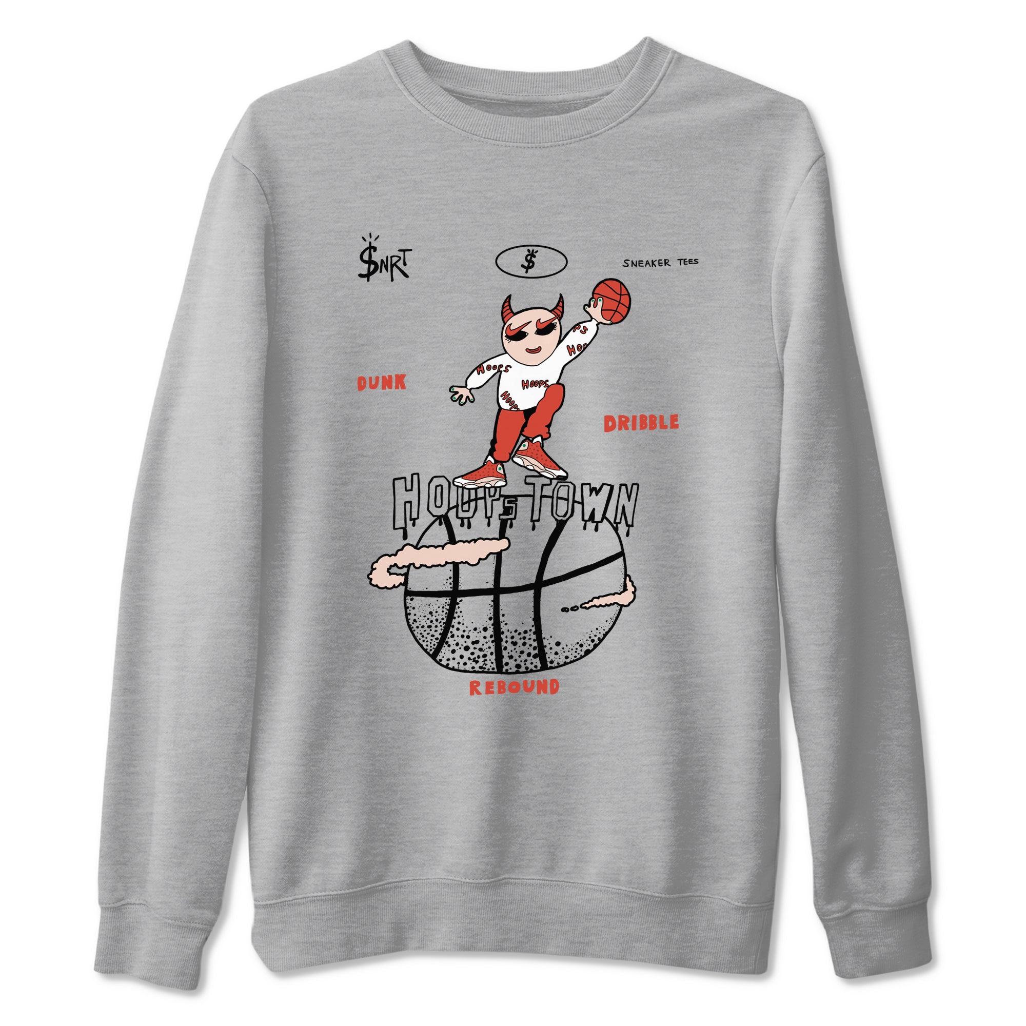 13s Dune Red shirts to match jordans Hoops Town sneaker match tees Air Jordan 13 Dune Red Drip Gear Zone streetwear brand Heather Grey 2 unisex cotton tee