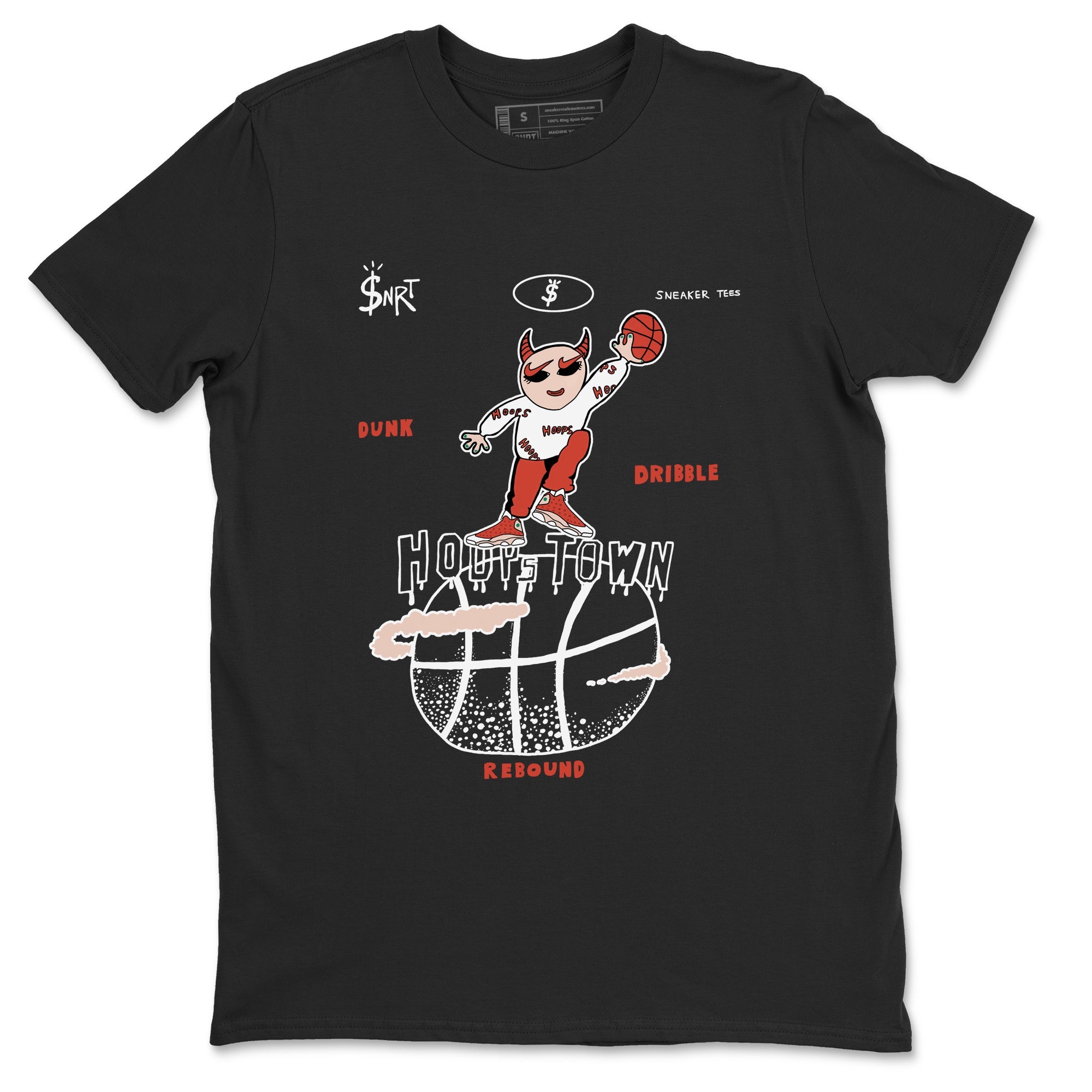 13s Dune Red shirts to match jordans Hoops Town sneaker match tees Air Jordan 13 Dune Red Drip Gear Zone streetwear brand Black 2 unisex cotton tee