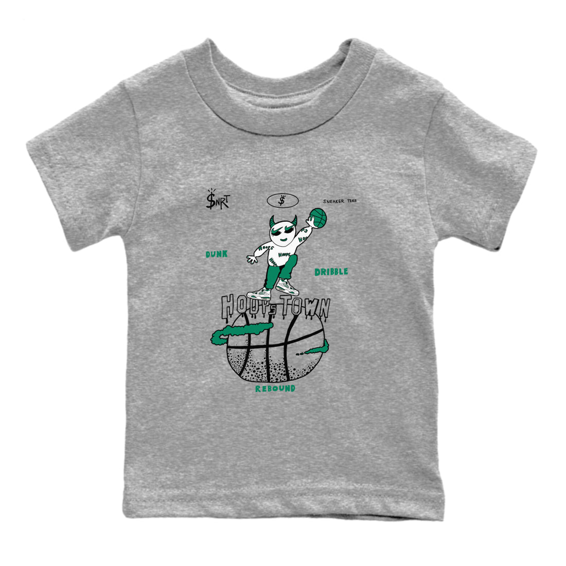 4s Oxidized Green shirts to match jordans Hoops Town sneaker match tees Air Jordan 4 Oxidized Green Drip Gear Zone streetwear brand Baby and Youth Heather Grey 2 cotton tee