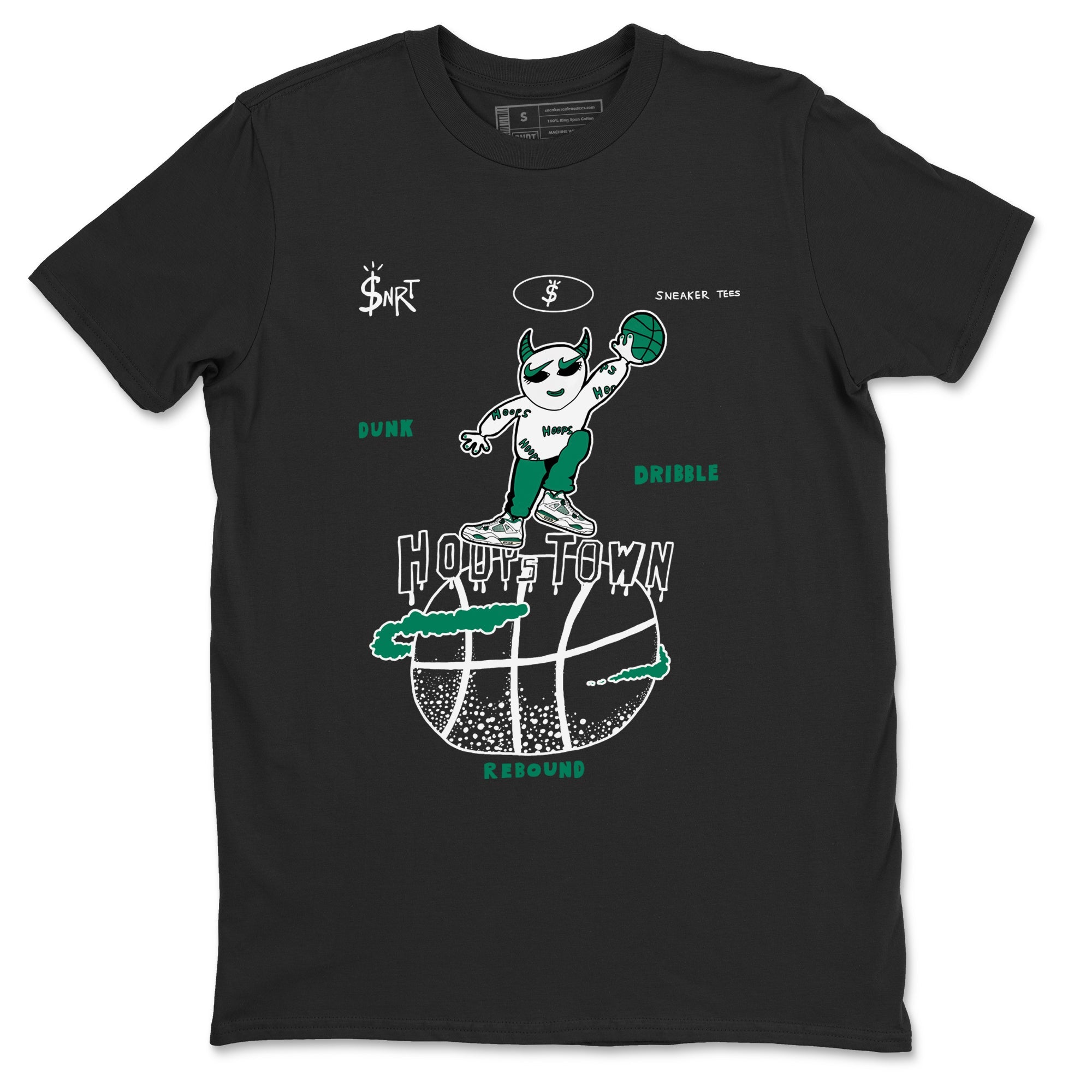 4s Oxidized Green shirts to match jordans Hoops Town sneaker match tees Air Jordan 4 Oxidized Green Drip Gear Zone streetwear brand Black 2 unisex cotton tee