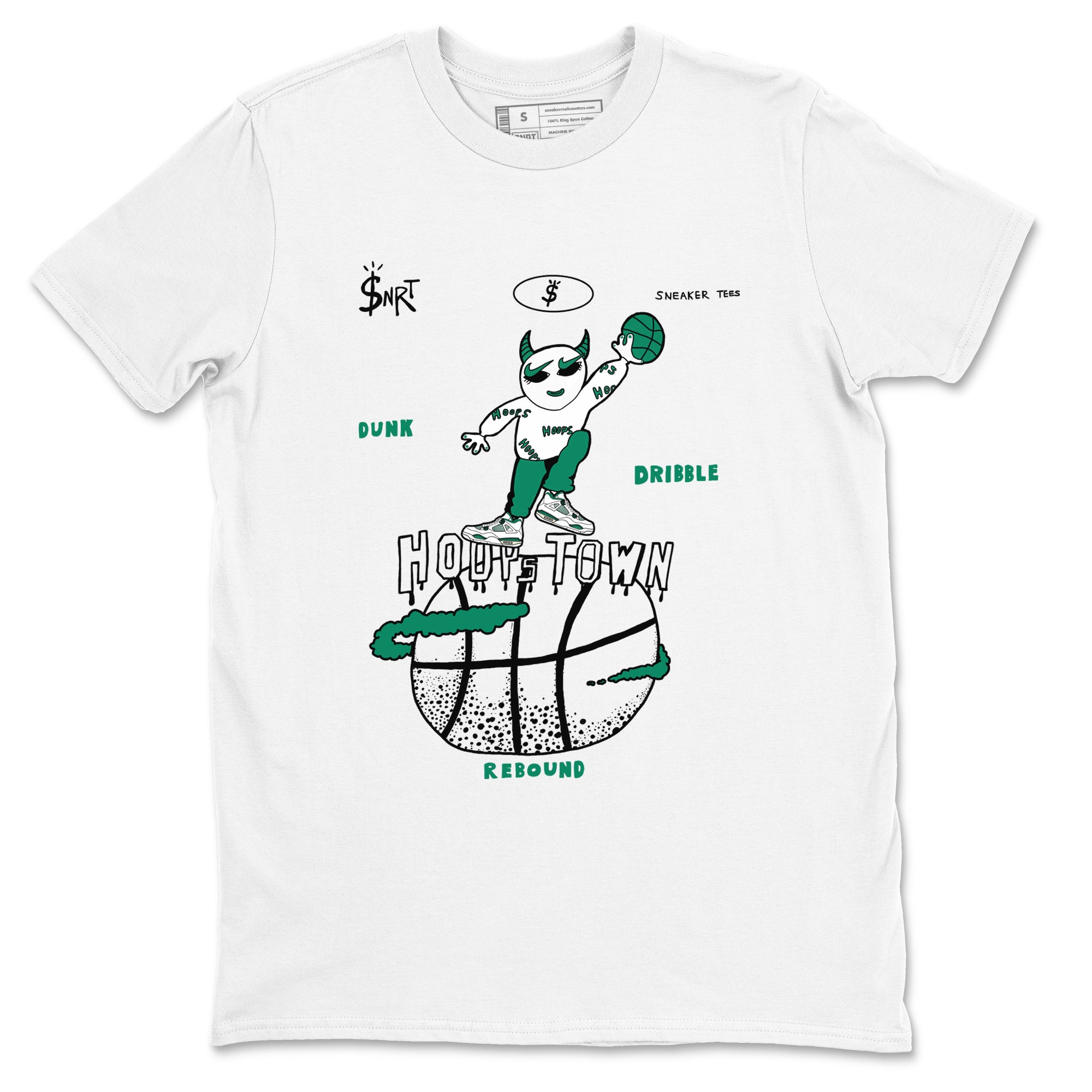 4s Oxidized Green shirts to match jordans Hoops Town sneaker match tees Air Jordan 4 Oxidized Green Drip Gear Zone streetwear brand White 2 unisex cotton tee