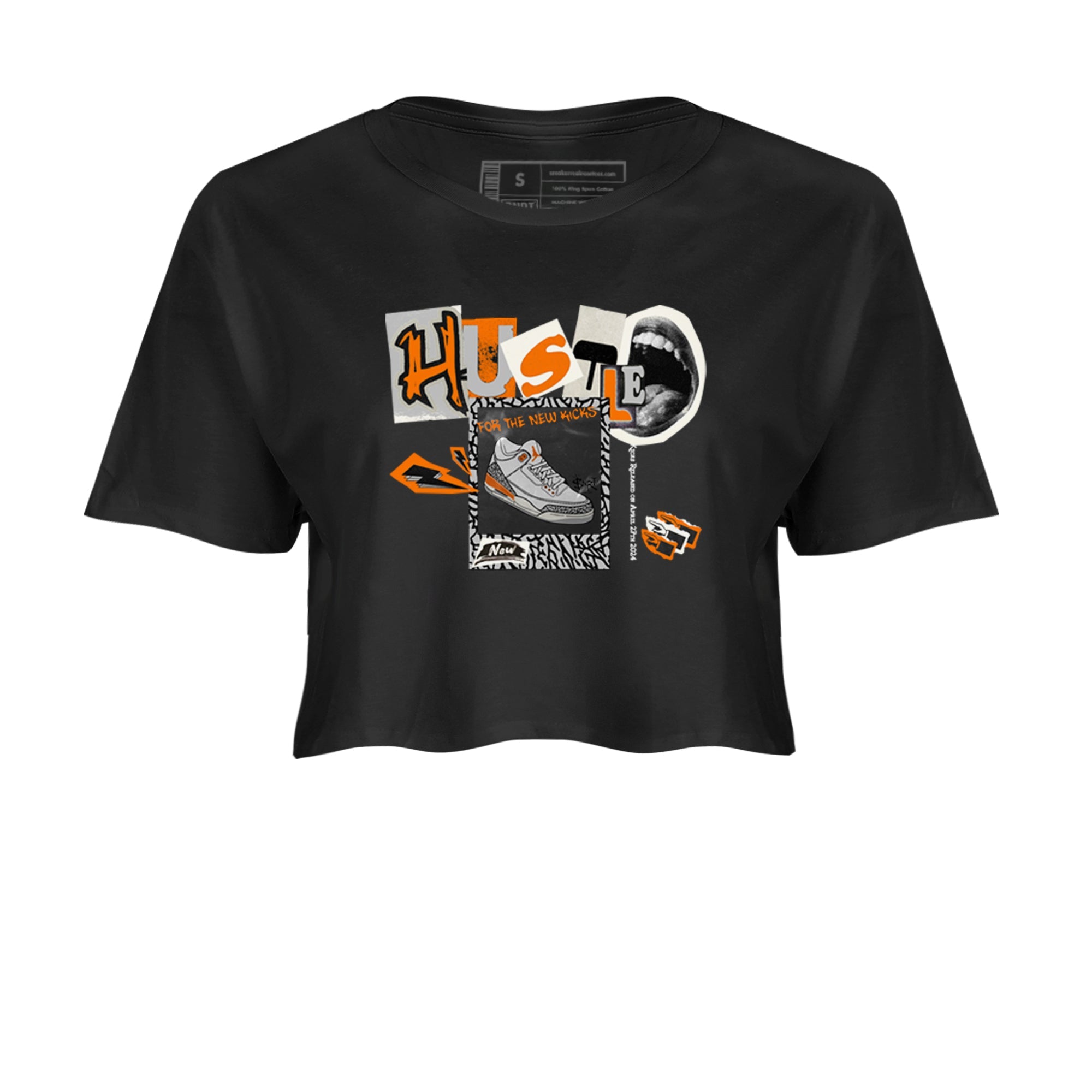 3s Georgia Peach shirt to match jordans Hustle For The New Kicks sneaker tees Air Jordan 3 Georgia Peach Drip Gear Zone Black 2 crop length shirt