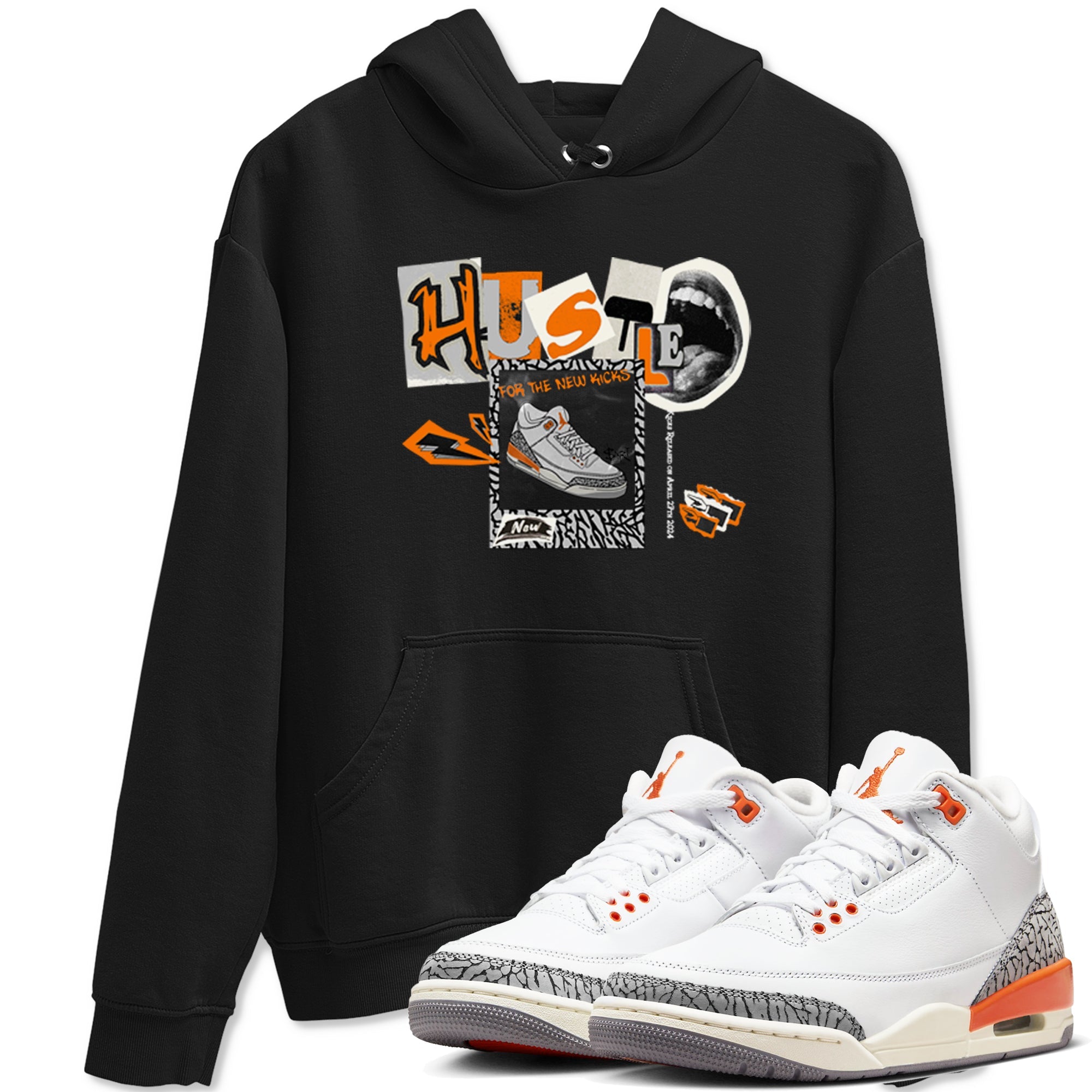 3s Georgia Peach shirt to match jordans Hustle For The New Kicks sneaker tees Air Jordan 3 Georgia Peach Drip Gear Zone unisex cotton Black 1 crew neck shirt