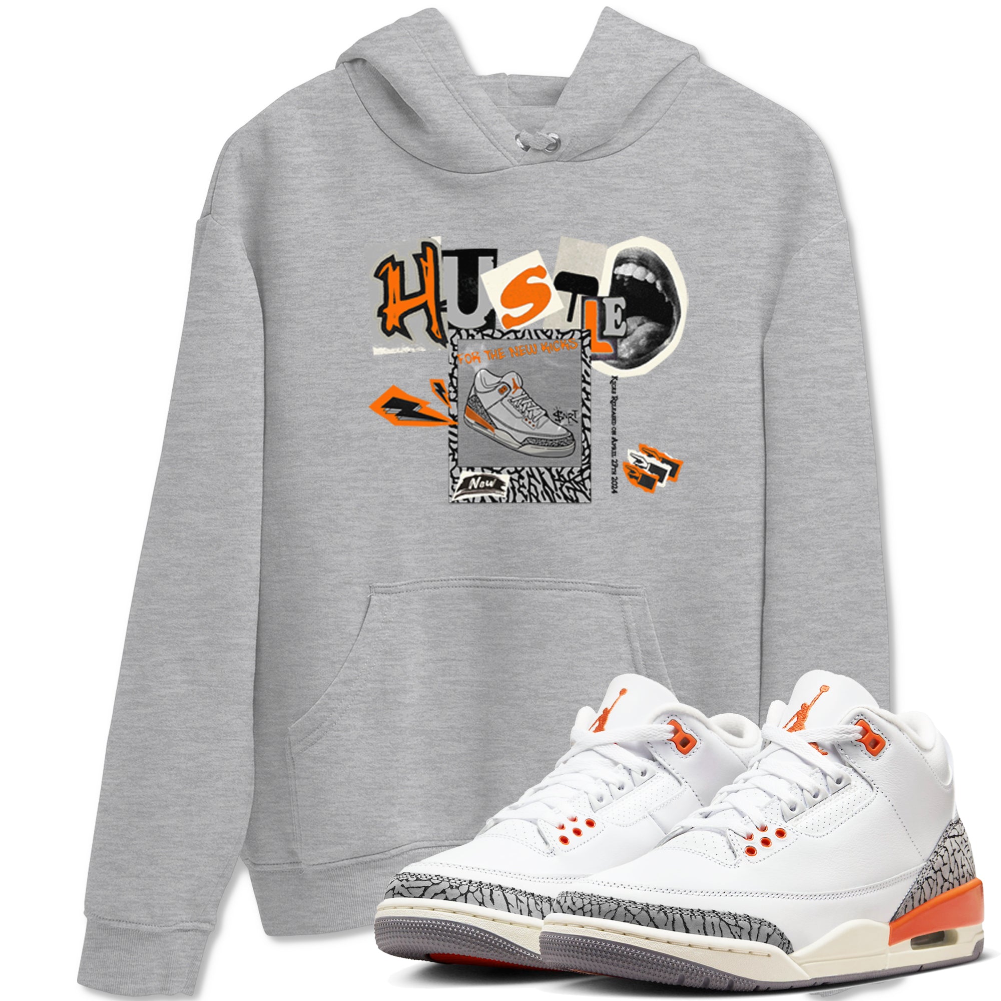 3s Georgia Peach shirt to match jordans Hustle For The New Kicks sneaker tees Air Jordan 3 Georgia Peach Drip Gear Zone unisex cotton Heather Grey 1 crew neck shirt