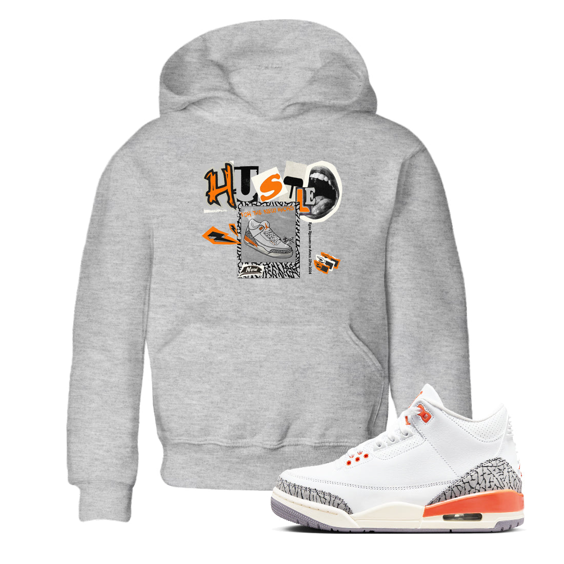 3s Georgia Peach shirt to match jordans Hustle For The New Kicks sneaker tees Air Jordan 3 Georgia Peach Drip Gear Zone baby toddler Heather Grey 1 cotton Shirt