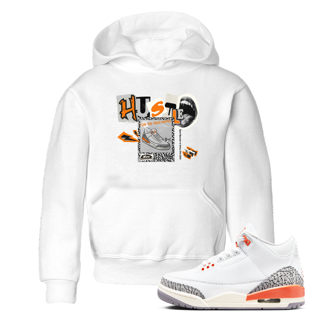 3s Georgia Peach shirt to match jordans Hustle For The New Kicks sneaker tees Air Jordan 3 Georgia Peach Drip Gear Zone baby toddler White 1 cotton Shirt