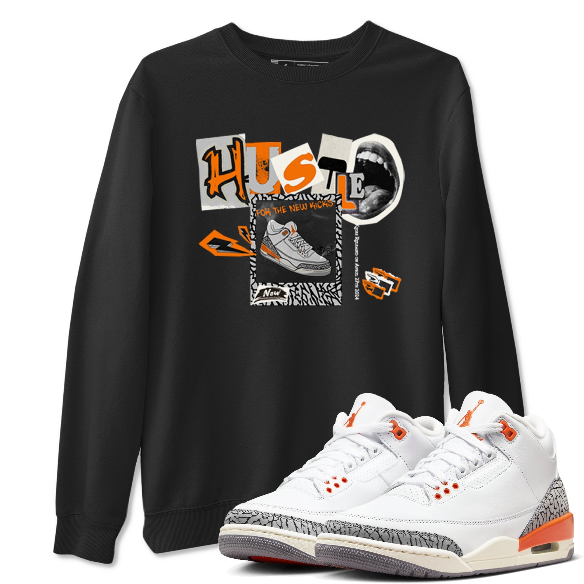 3s Georgia Peach shirt to match jordans Hustle For The New Kicks sneaker tees Air Jordan 3 Georgia Peach Drip Gear Zone unisex cotton Black 1 crew neck shirt