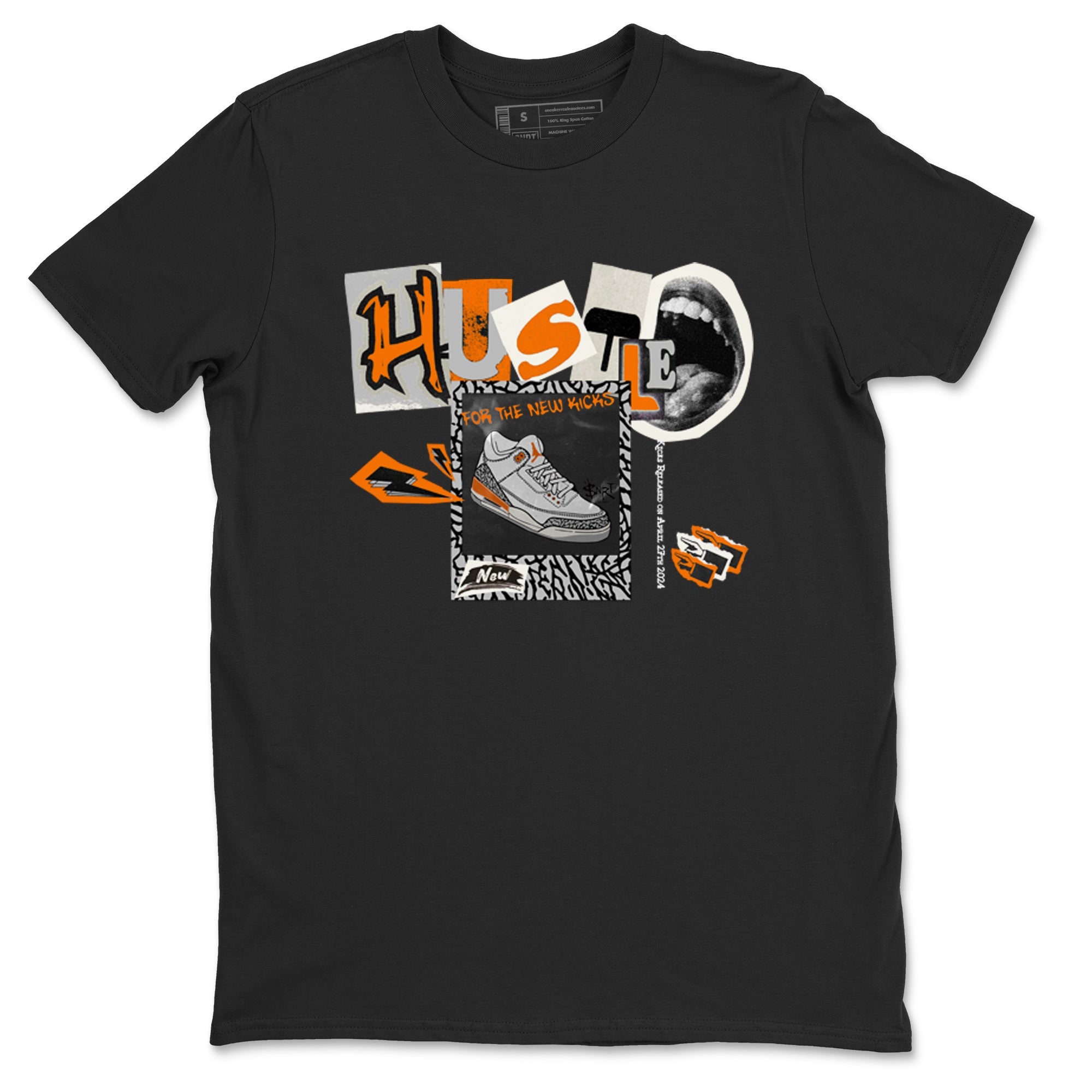 3s Georgia Peach shirt to match jordans Hustle For The New Kicks sneaker tees Air Jordan 3 Georgia Peach Drip Gear Zone unisex cotton Black 2 crew neck shirt