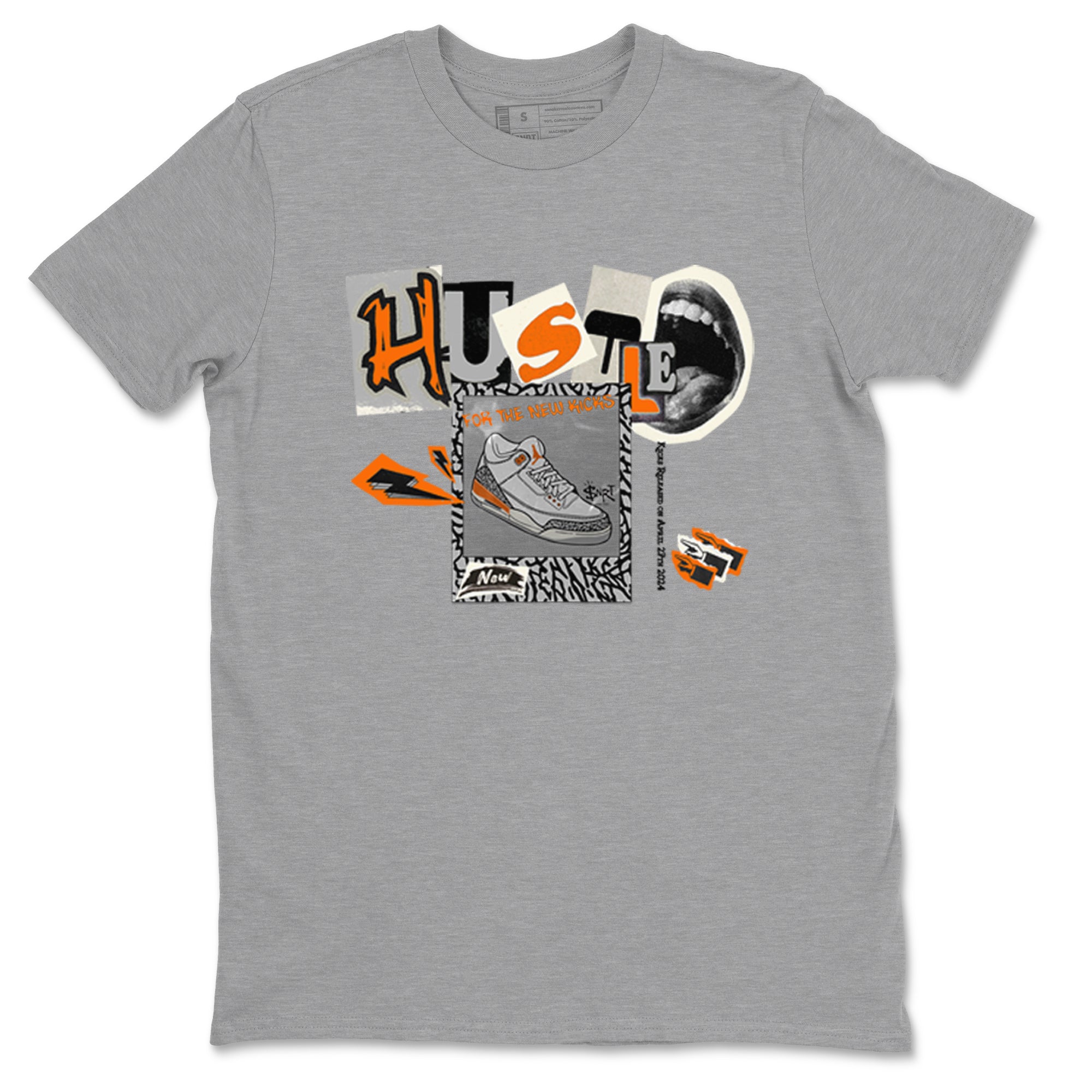 3s Georgia Peach shirt to match jordans Hustle For The New Kicks sneaker tees Air Jordan 3 Georgia Peach Drip Gear Zone unisex cotton Heather Grey 2 crew neck shirt