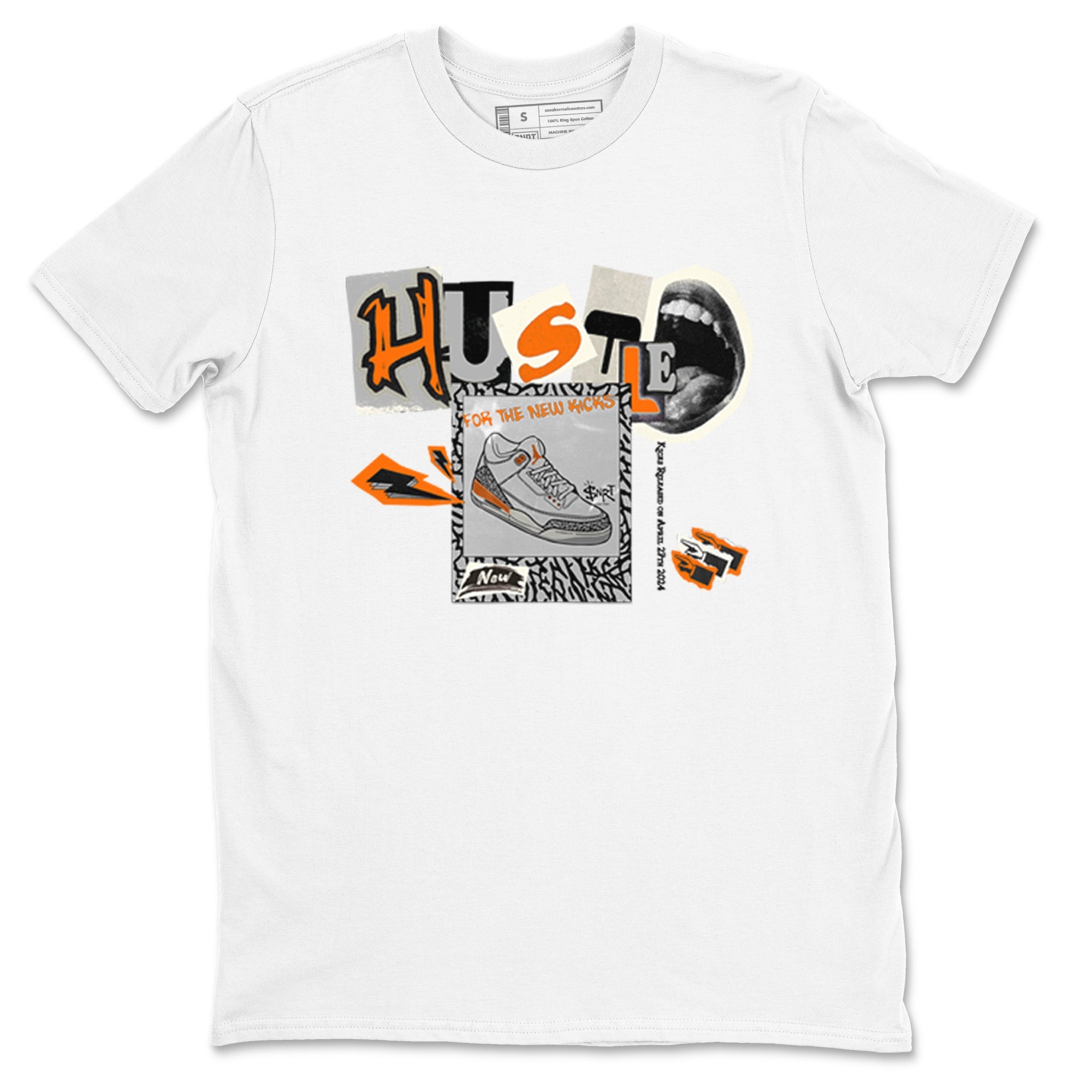 3s Georgia Peach shirt to match jordans Hustle For The New Kicks sneaker tees Air Jordan 3 Georgia Peach Drip Gear Zone unisex cotton White 2 crew neck shirt