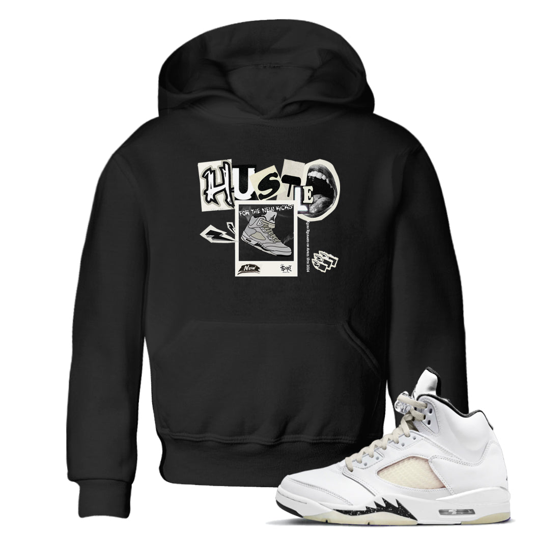 AJ5 Sail shirt to match jordans Hustle For The New Kicks sneaker tees Air Jordan 5 Sail Drip Gear Zone baby toddler Black 1 cotton Shirt