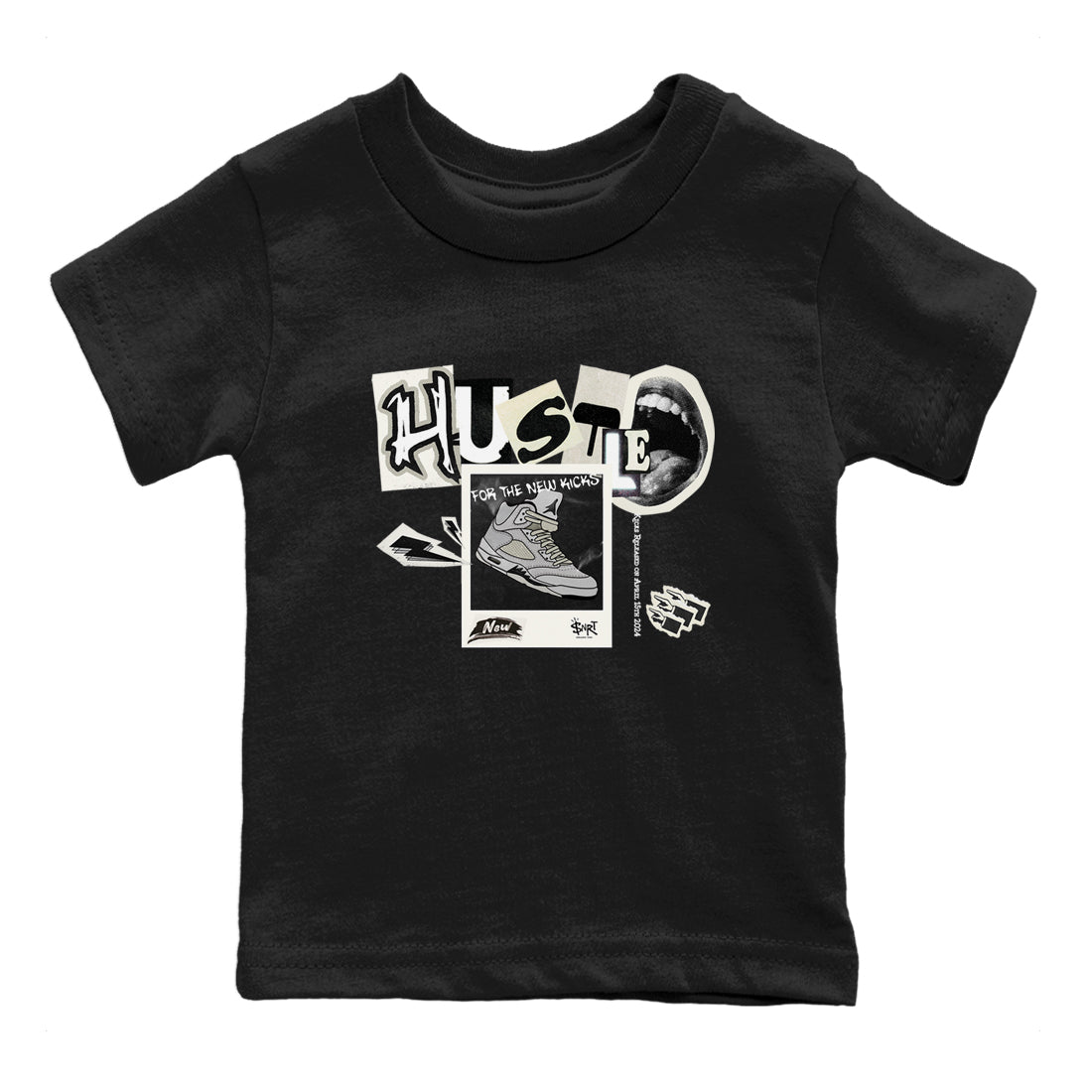AJ5 Sail shirt to match jordans Hustle For The New Kicks sneaker tees Air Jordan 5 Sail Drip Gear Zone baby toddler Black 2 cotton Shirt