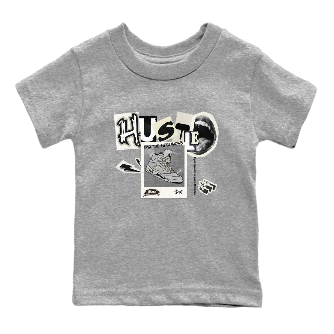 AJ5 Sail shirt to match jordans Hustle For The New Kicks sneaker tees Air Jordan 5 Sail Drip Gear Zone baby toddler Heather Grey 2 cotton Shirt