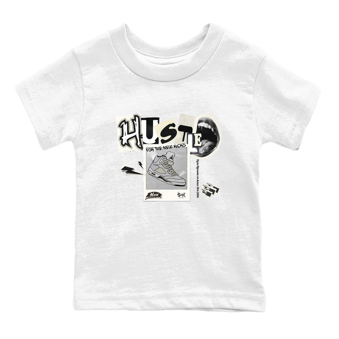 AJ5 Sail shirt to match jordans Hustle For The New Kicks sneaker tees Air Jordan 5 Sail Drip Gear Zone baby toddler White 2 cotton Shirt