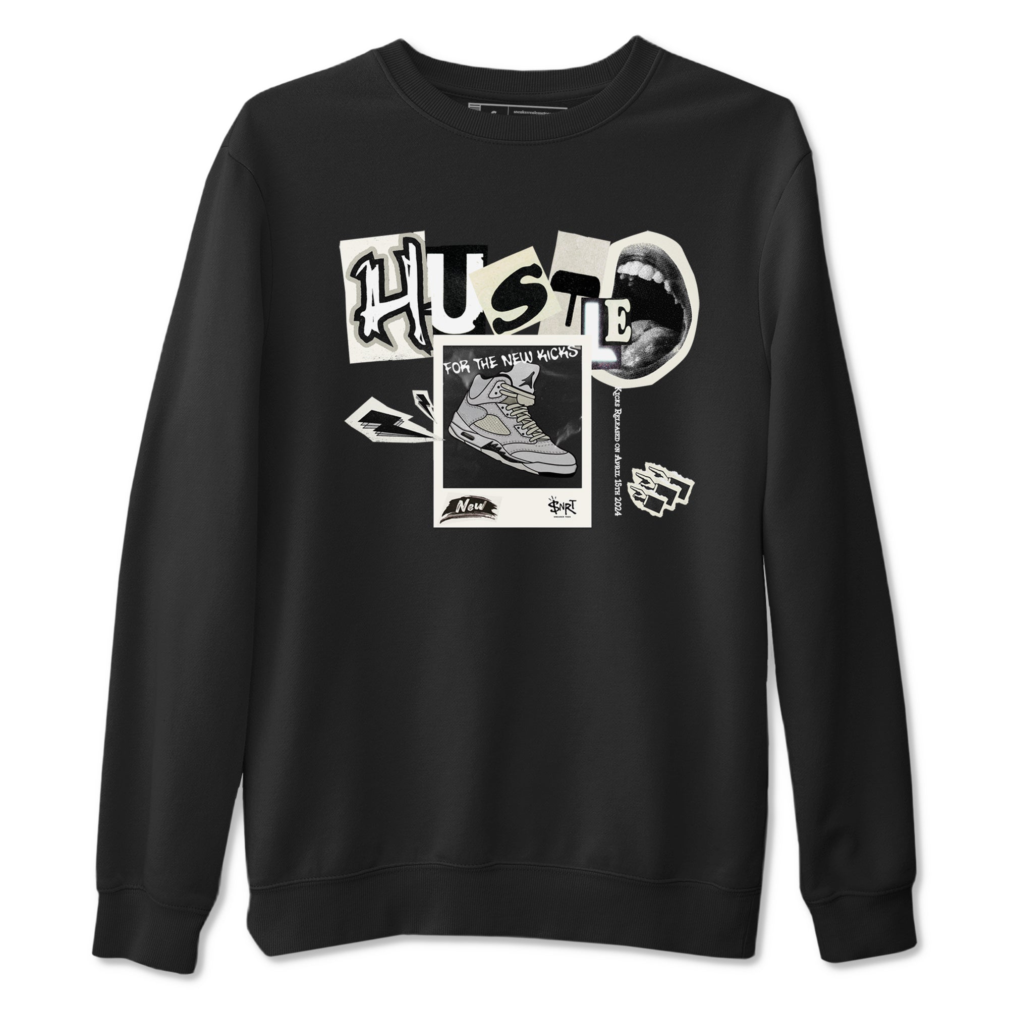AJ5 Sail shirt to match jordans Hustle For The New Kicks sneaker tees Air Jordan 5 Sail Drip Gear Zone unisex cotton Black 2 crew neck shirt