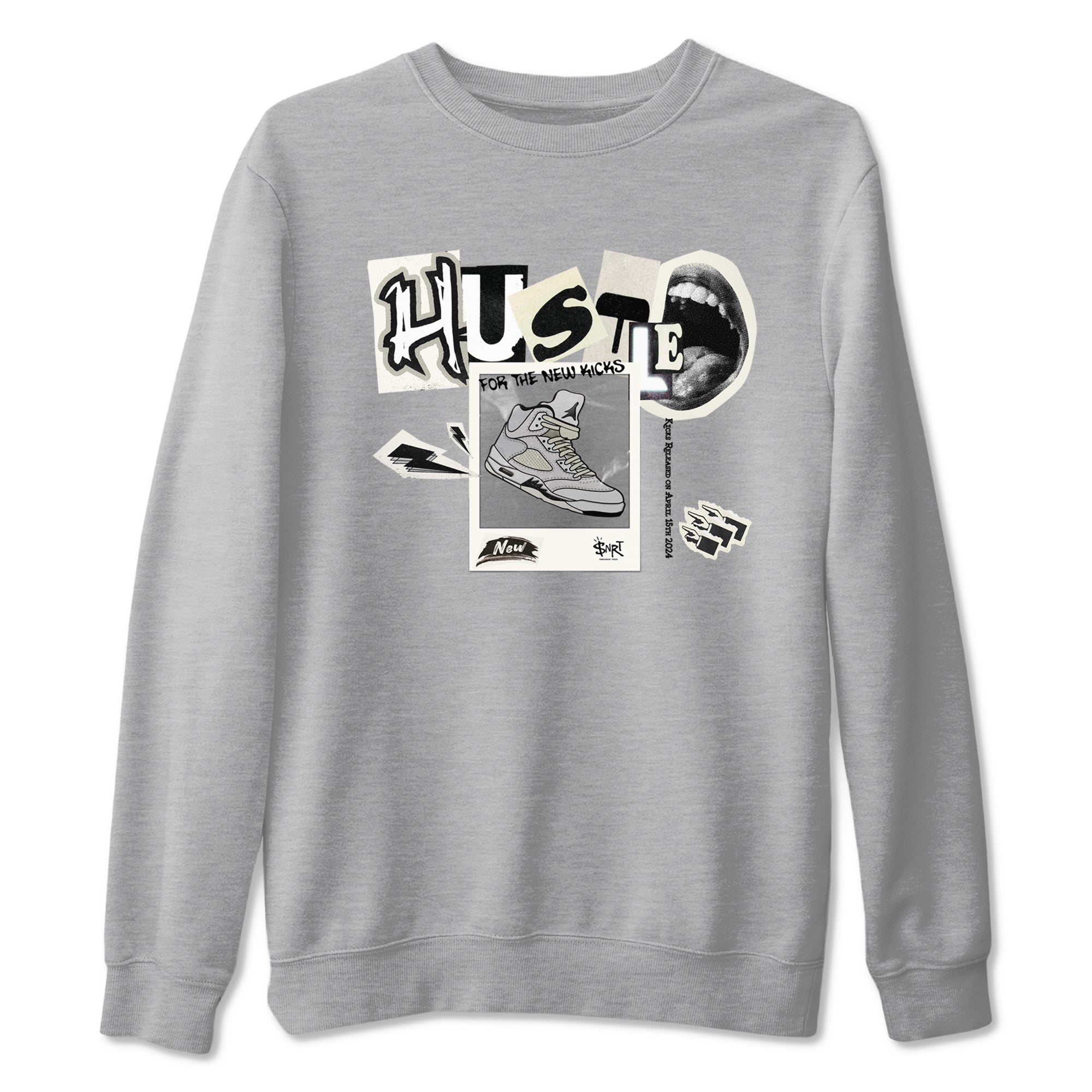 AJ5 Sail shirt to match jordans Hustle For The New Kicks sneaker tees Air Jordan 5 Sail Drip Gear Zone unisex cotton Heather Grey 2 crew neck shirt