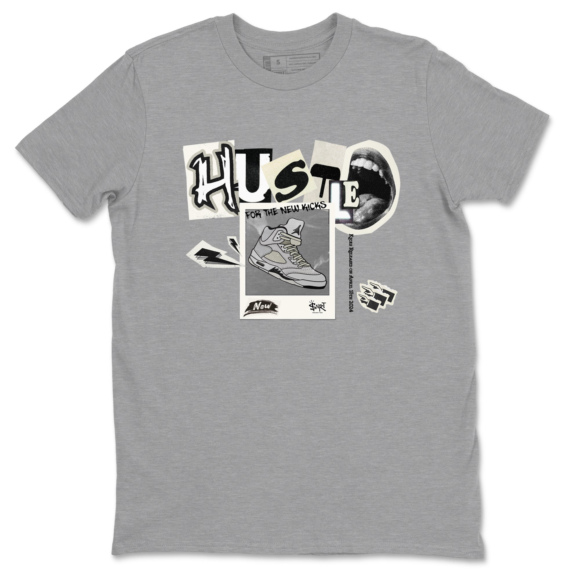 AJ5 Sail shirt to match jordans Hustle For The New Kicks sneaker tees Air Jordan 5 Sail Drip Gear Zone unisex cotton Heather Grey 2 crew neck shirt