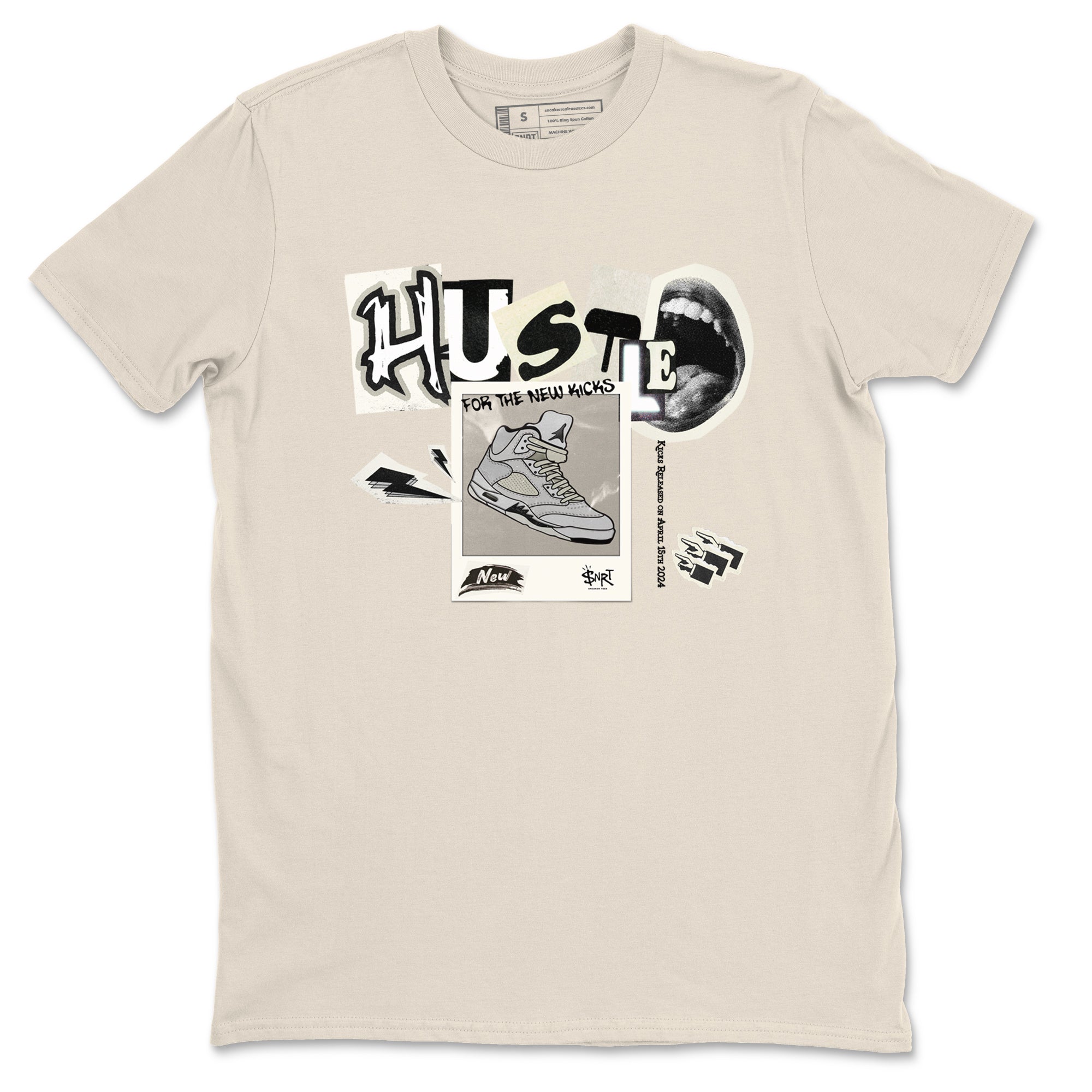 AJ5 Sail shirt to match jordans Hustle For The New Kicks sneaker tees Air Jordan 5 Sail Drip Gear Zone unisex cotton Natural 2 crew neck shirt